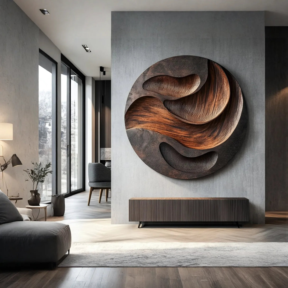 Modern Solid Wood Wall Sculpture for Interior Spaces