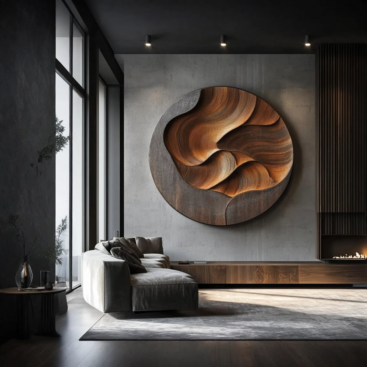 Contemporary Organic Solid Wood Wall Art Sculpture for Living Room Decor