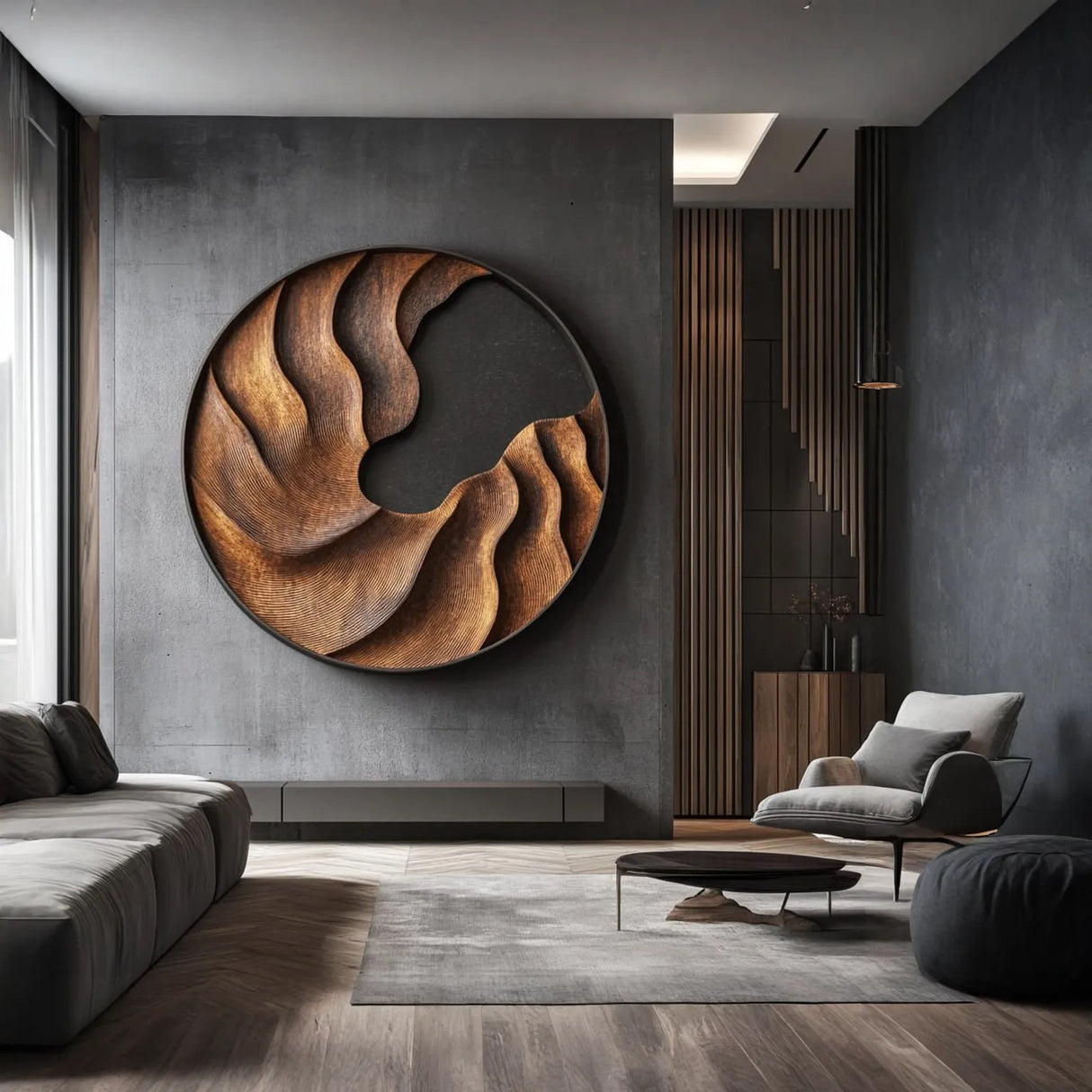 Contemporary Solid Wood Wall Sculpture for Modern Interiors