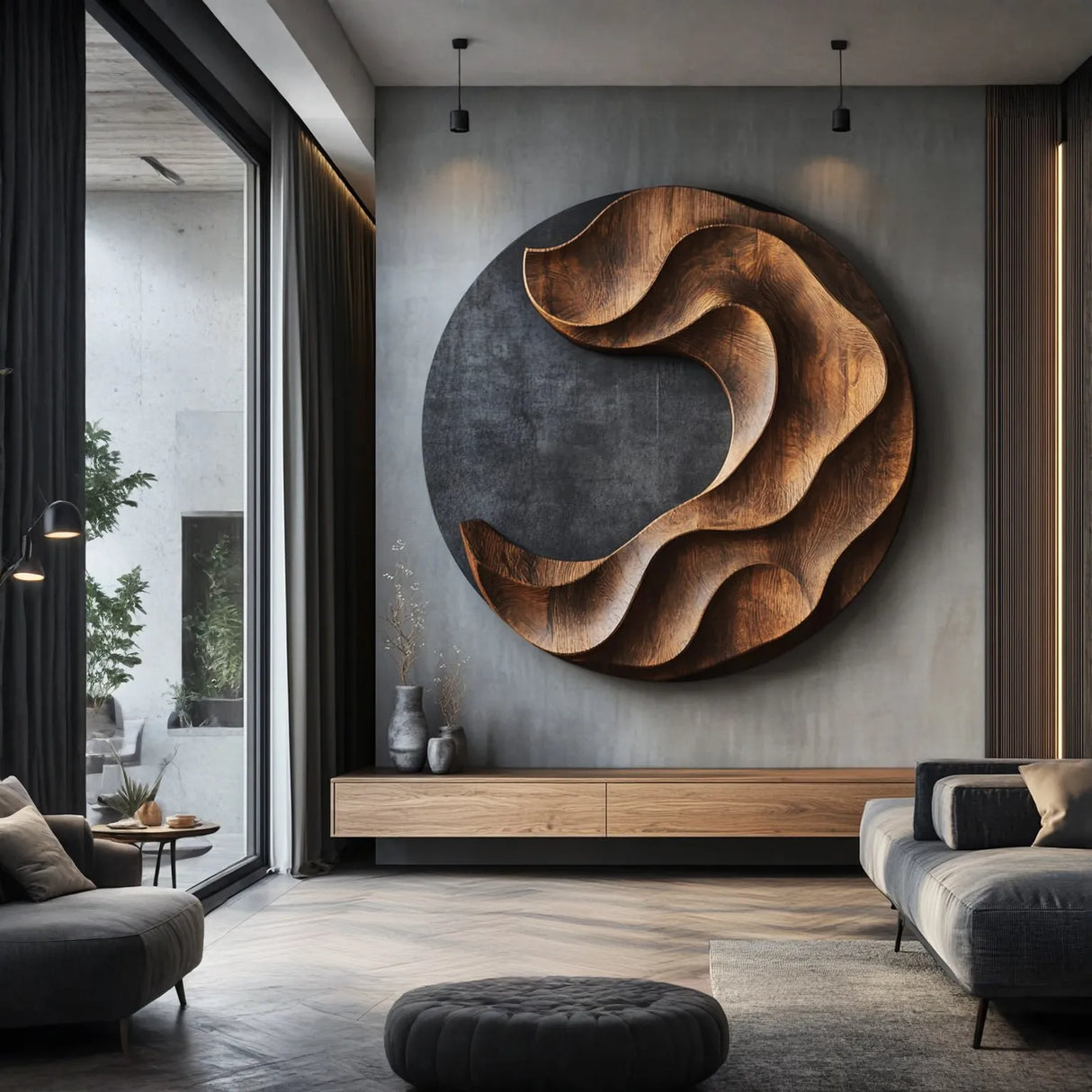 Contemporary Layered Solid Wood Wall Sculpture for Modern Interiors