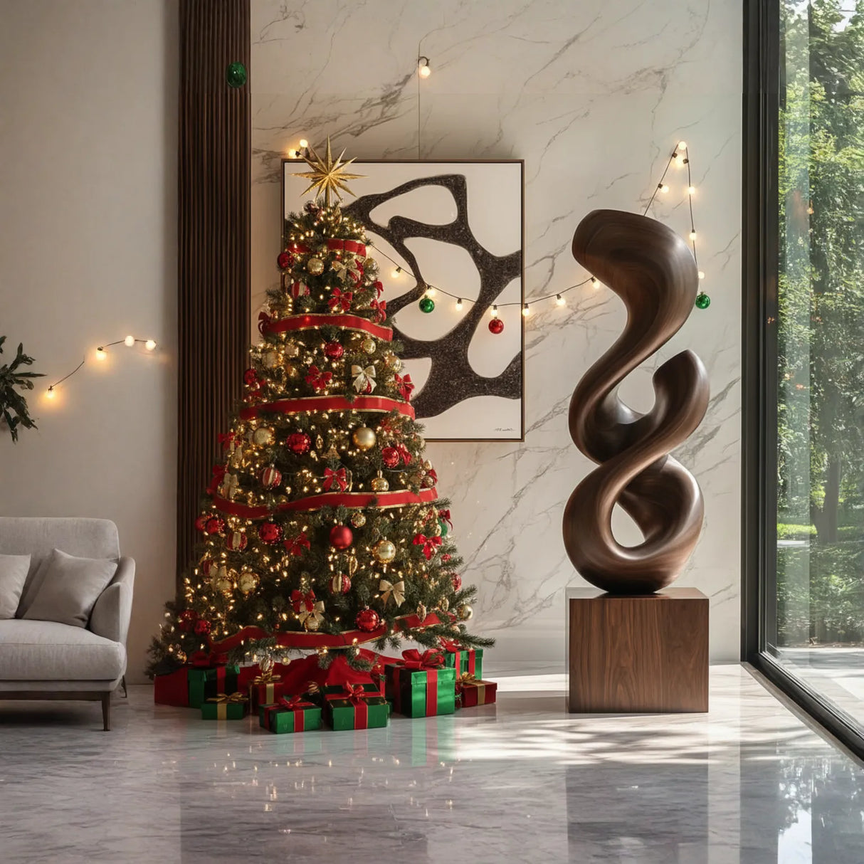 Modern Abstract Solid Wood Sculpture for Home and Garden Decor