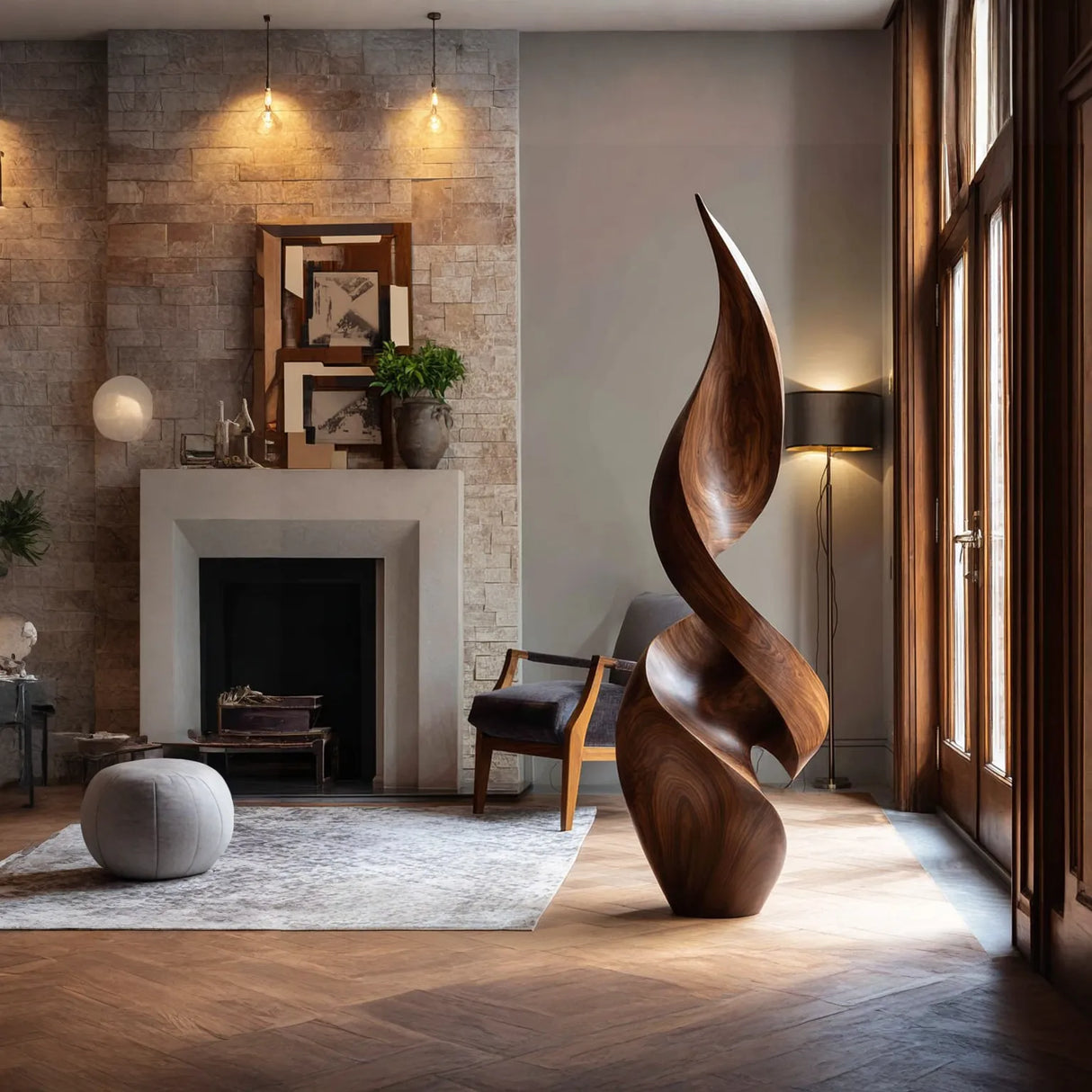 Modern Abstract Solid Wood Sculpture for Elegant Interiors