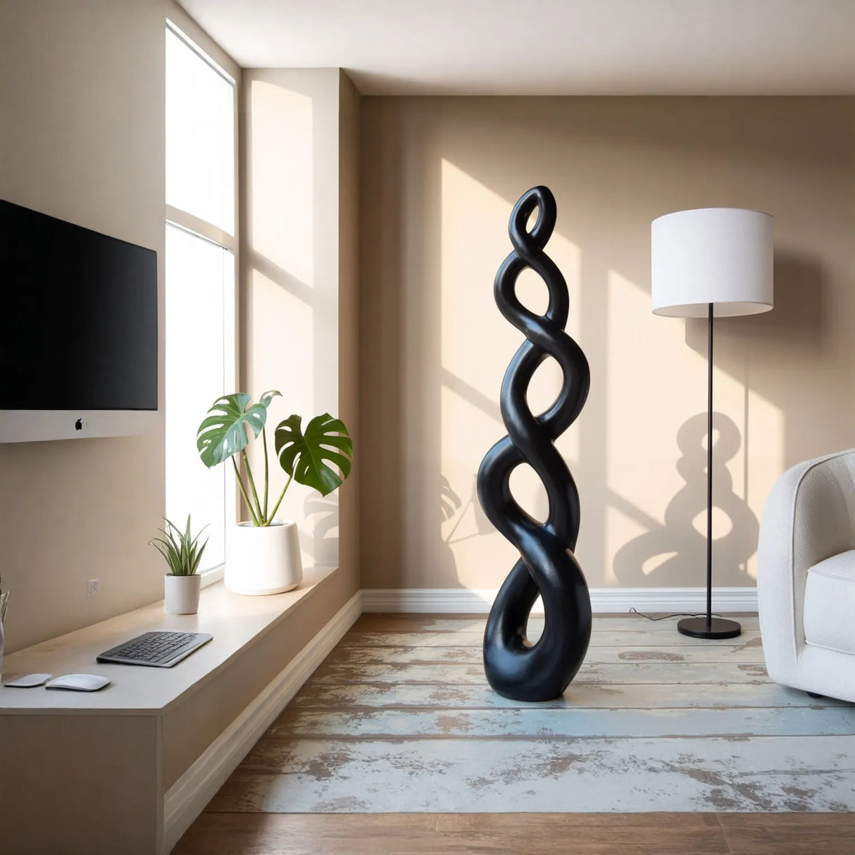 Abstract Solid Wood Floor Sculpture for Modern Living Room Decor