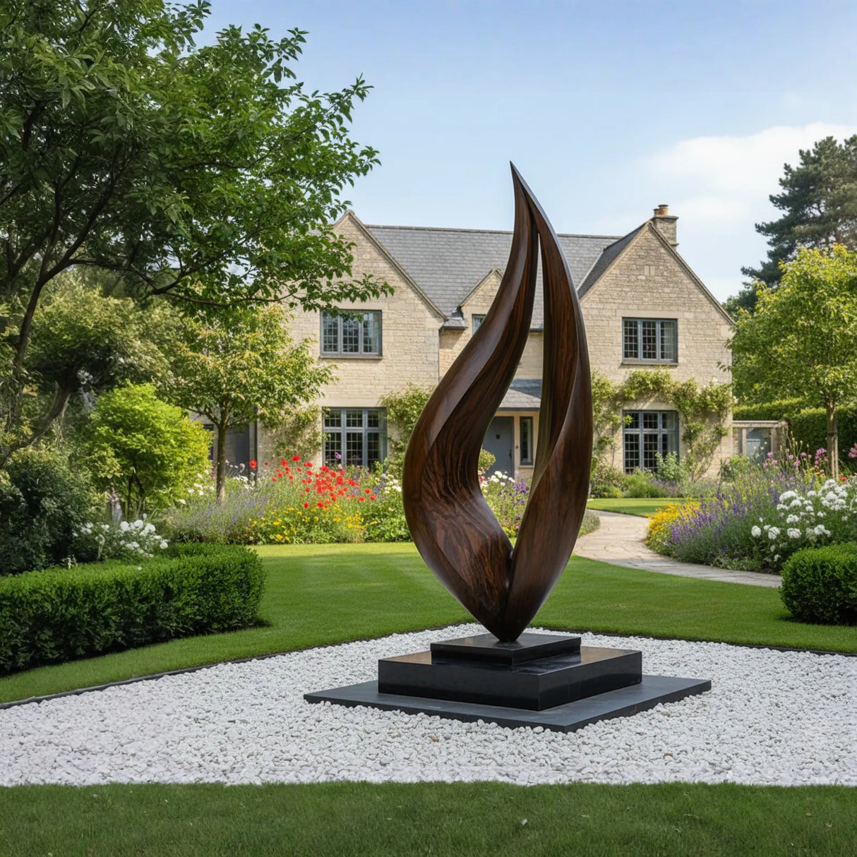 Large Outdoor Solid Wood Abstract Sculpture for Modern Garden Landscape
