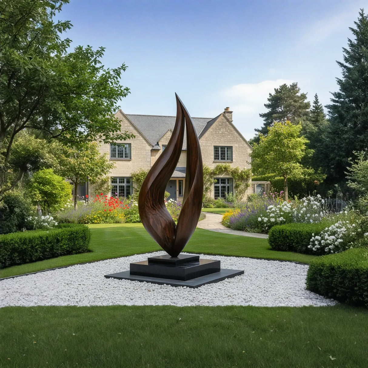 Large Outdoor Solid Wood Abstract Sculpture for Modern Garden Landscape