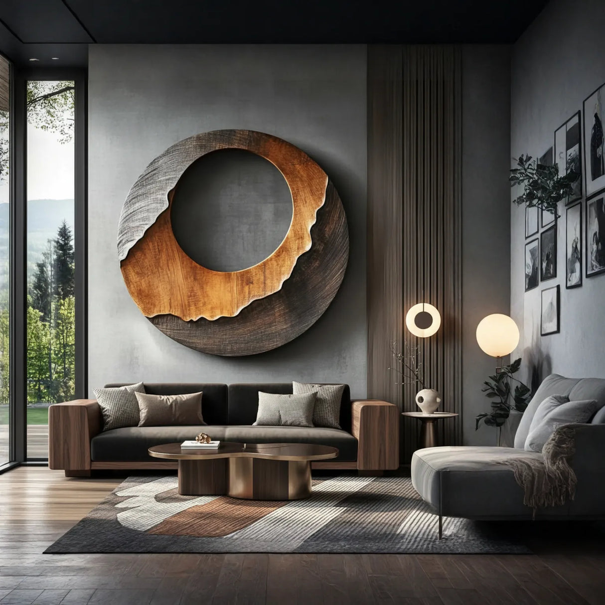 Layered Round Solid Wood Wall Sculpture for Contemporary Interiors