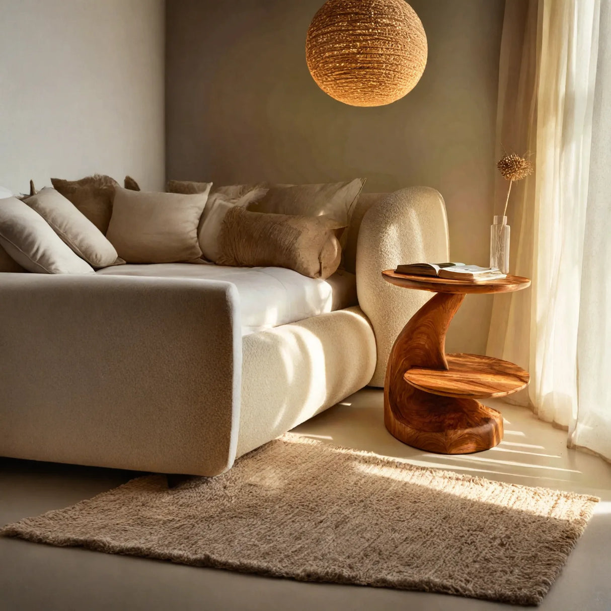 Two Tier Solid Wood Accent Table for Bedroom and Lounge Styling