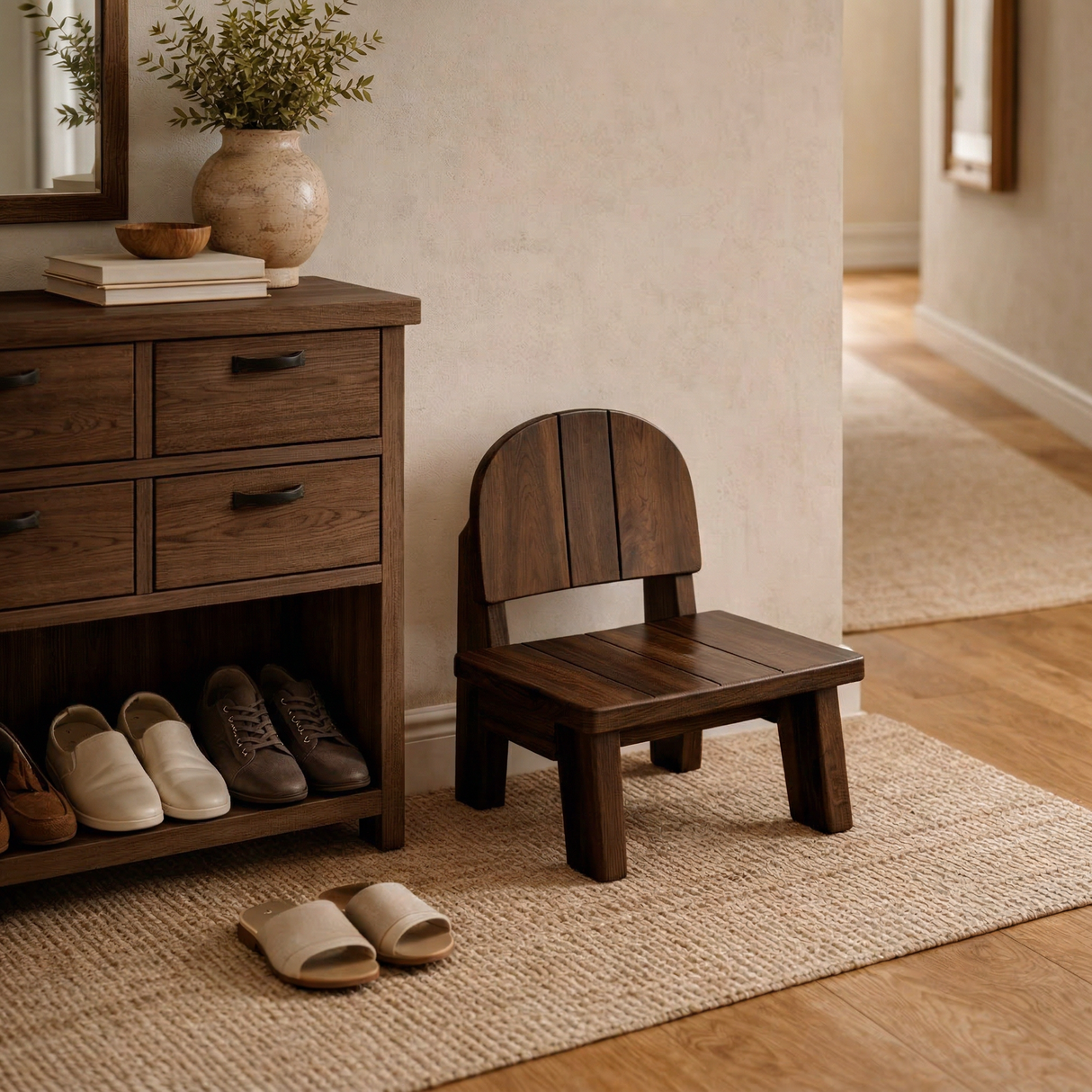 Solid Wood Children Chair with Rounded Backrest for Playrooms or Classrooms