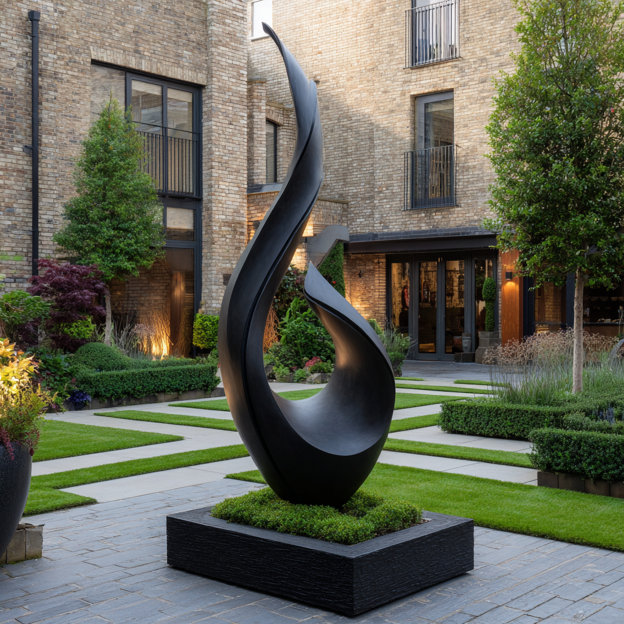 Large Outdoor Solid Wood Sculpture for Courtyards, Gardens, and Modern Landscapes