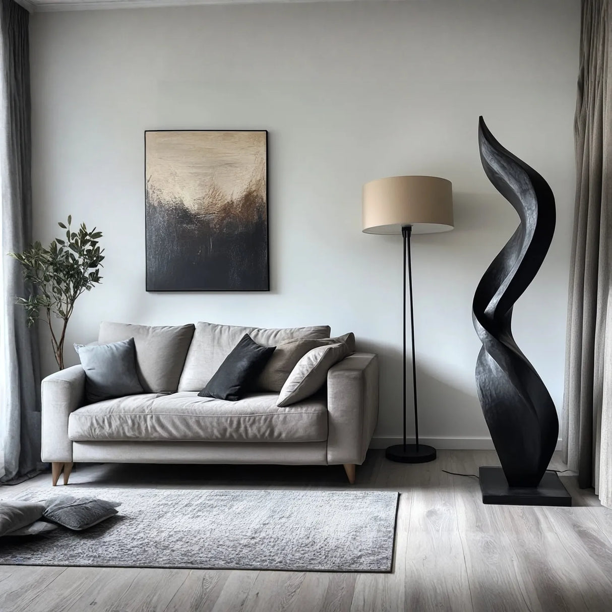 Solid Wood Flow Sculpture for Modern Interior Spaces