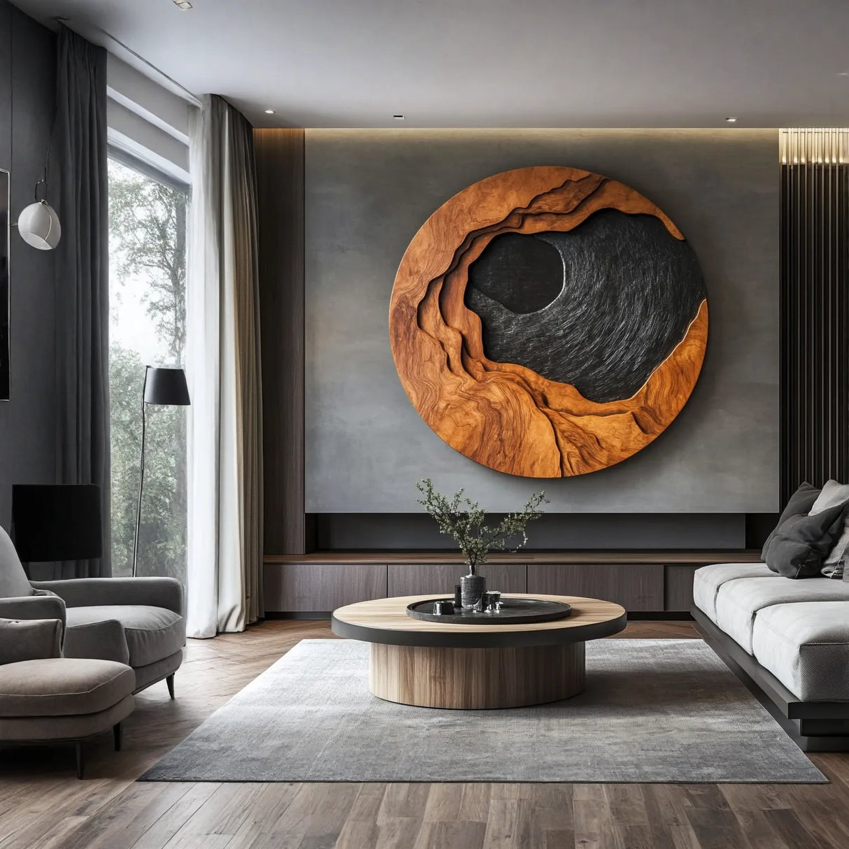 Contemporary Layered Solid Wood Wall Art Sculpture for Living Room