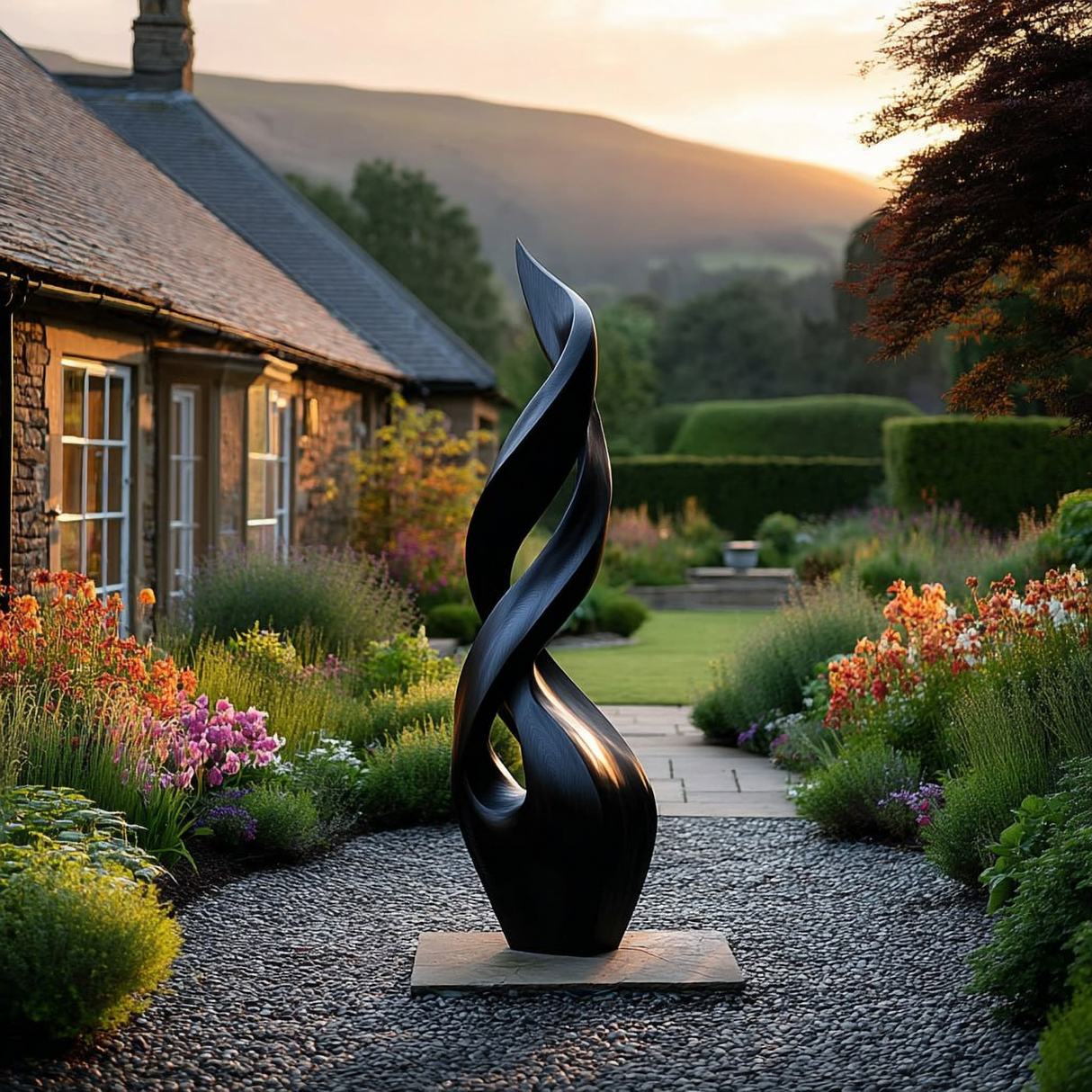 Flame Outdoor Solid Wood Sculpture for Modern Garden and Courtyard Design