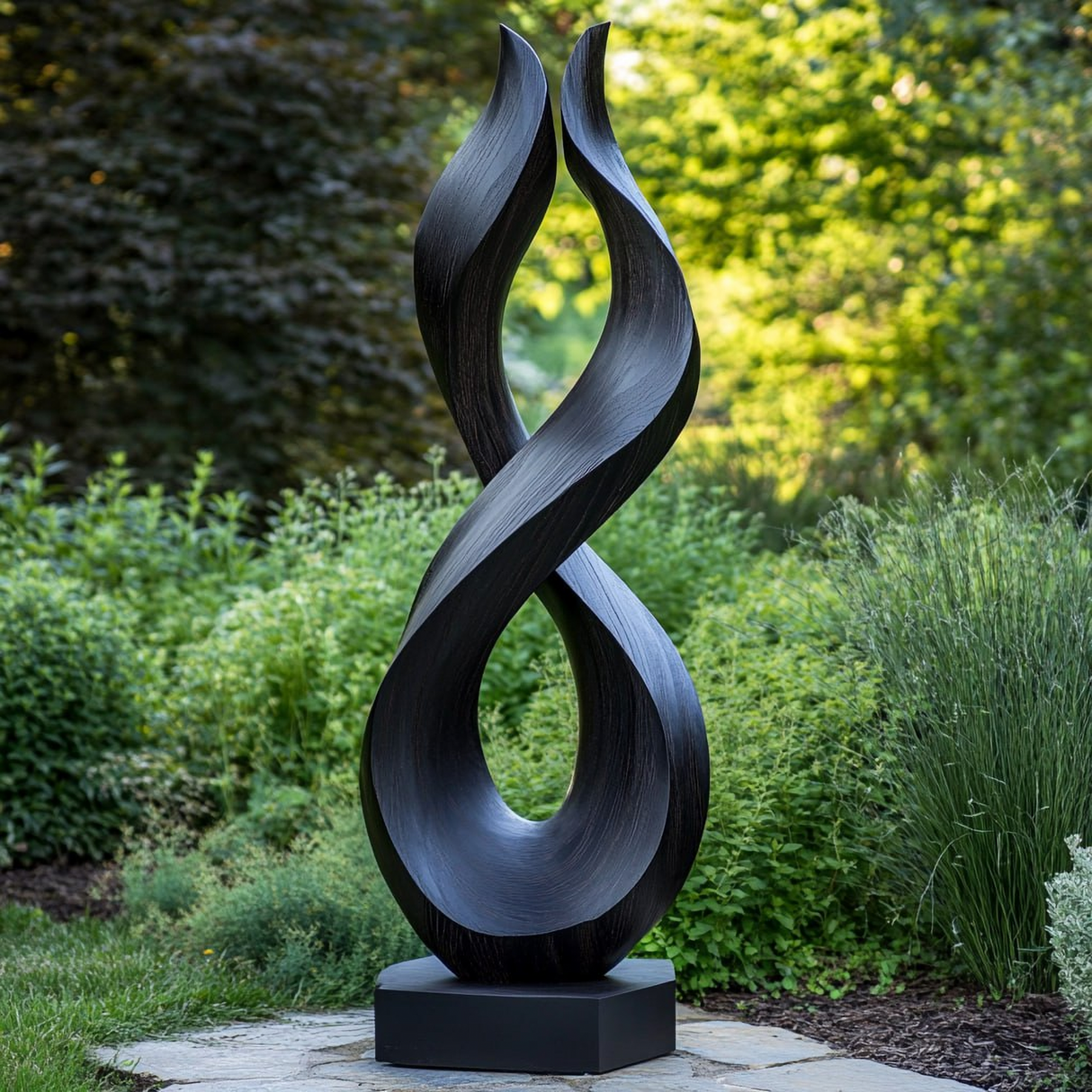 Intertwined Abstract Solid Wood Sculpture for Gardens and Interiors