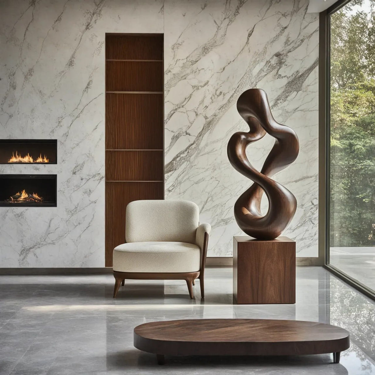 Hand-Carved Solid Wood Infinity Sculpture for Modern Interiors