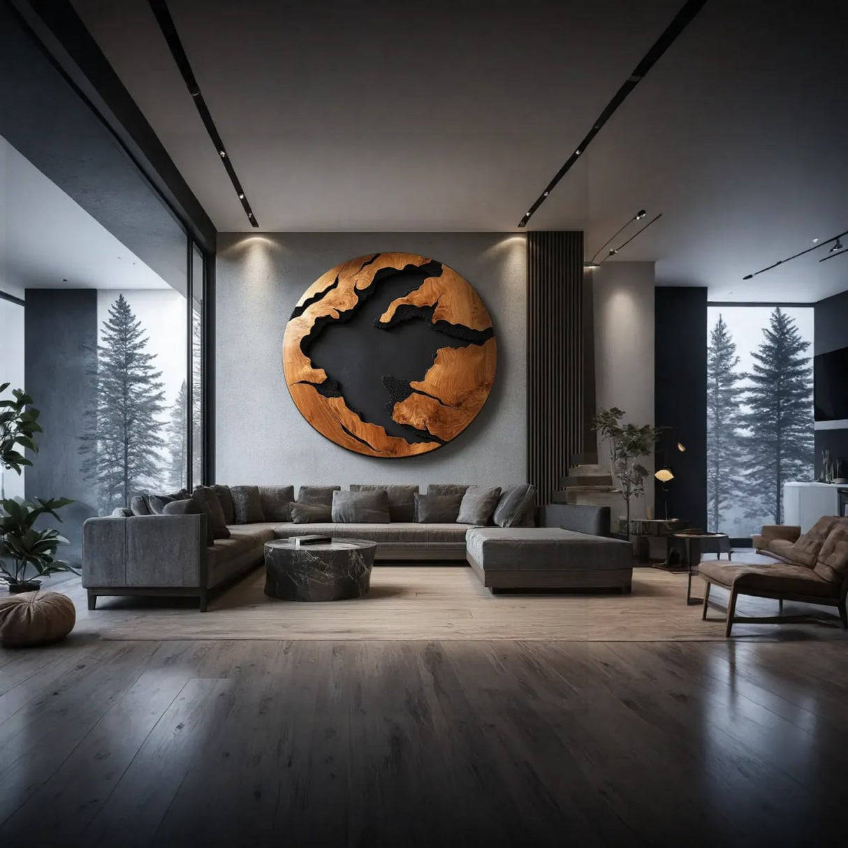 Organic Abstract Solid Wood Wall Sculpture for Living Room Interior Decor