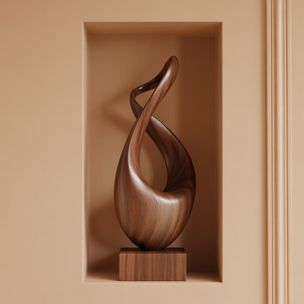 Abstract Infinity Wood Sculpture Modern Organic Handmade Wooden Art Decor