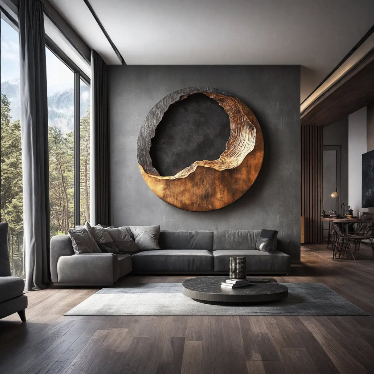 Contemporary Textured Solid Wood Wall Art Sculpture for Living Room