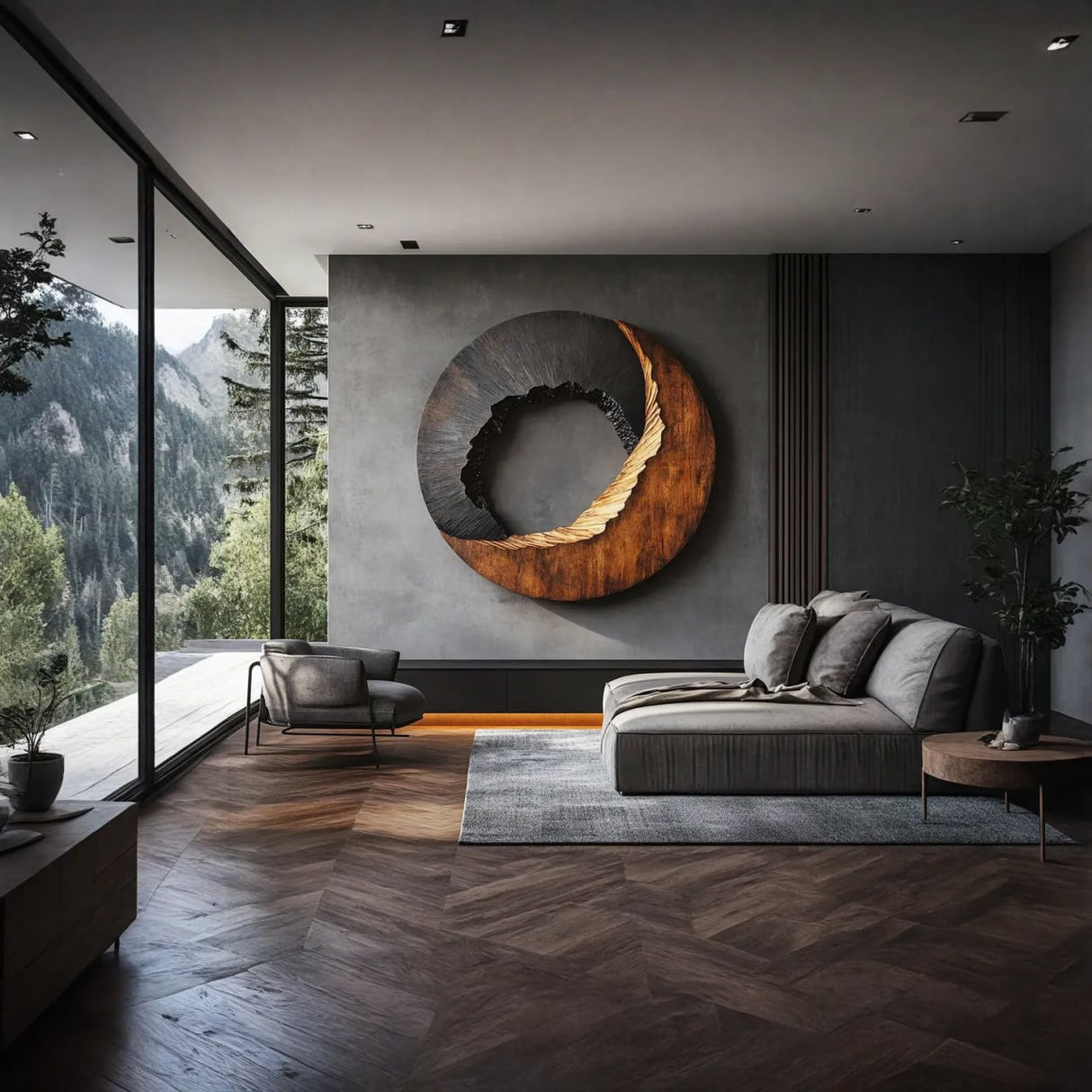 Modern Textured Solid Wood Wall Art Sculpture for Living Room
