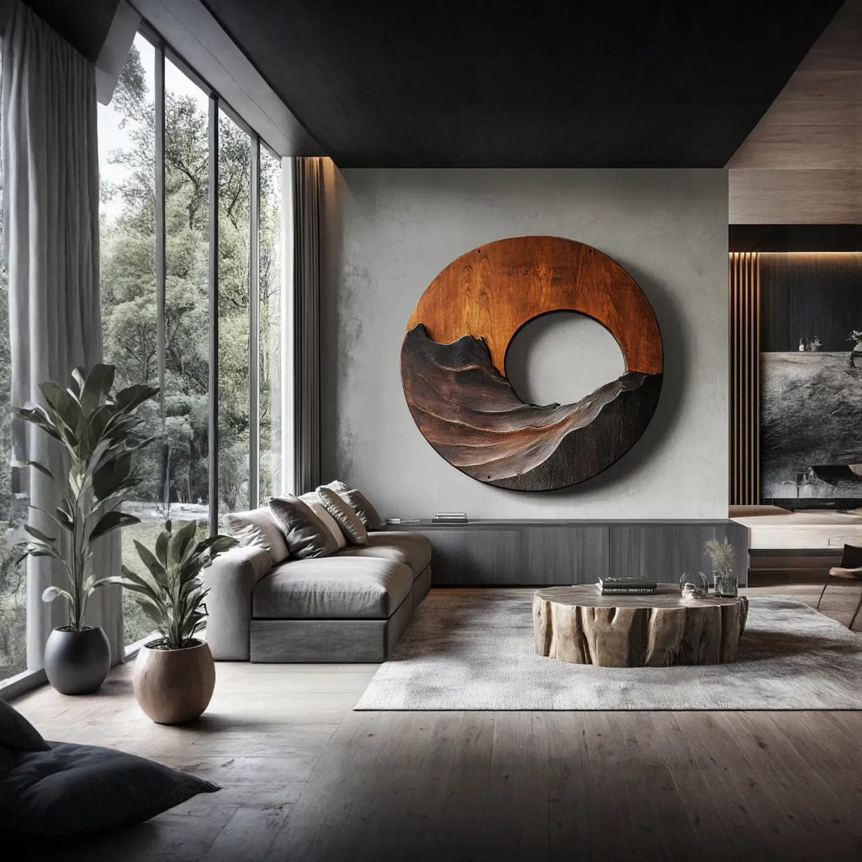 Natural Ridge Solid Wood Wall Sculpture for Living Room
