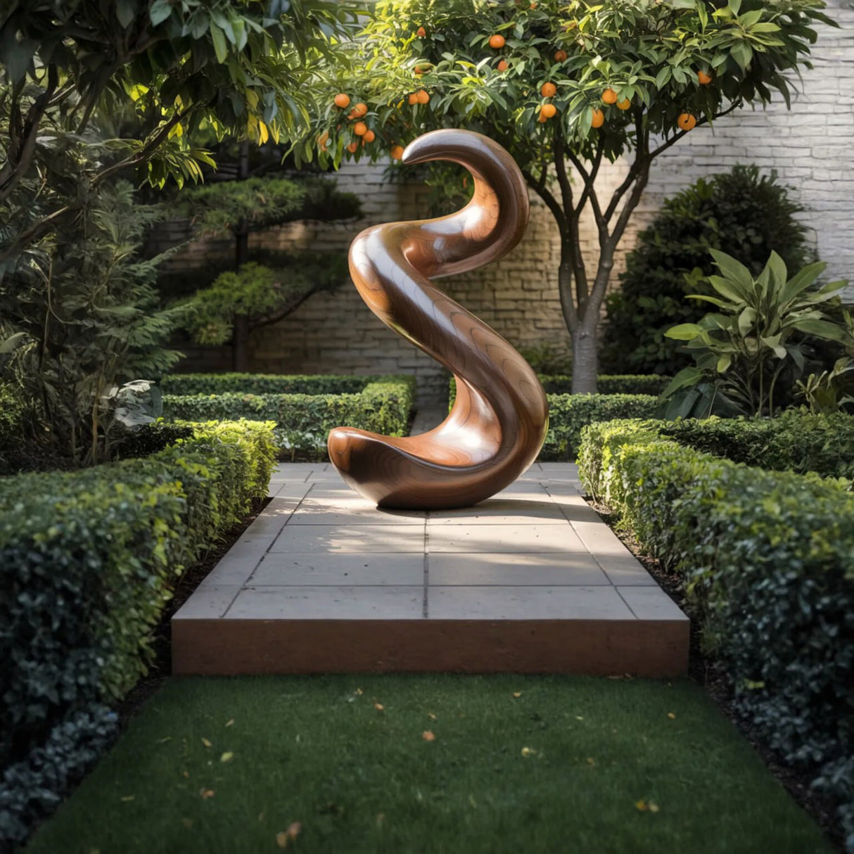 Modern Abstract Solid Wood Sculpture for Indoor and Outdoor Display
