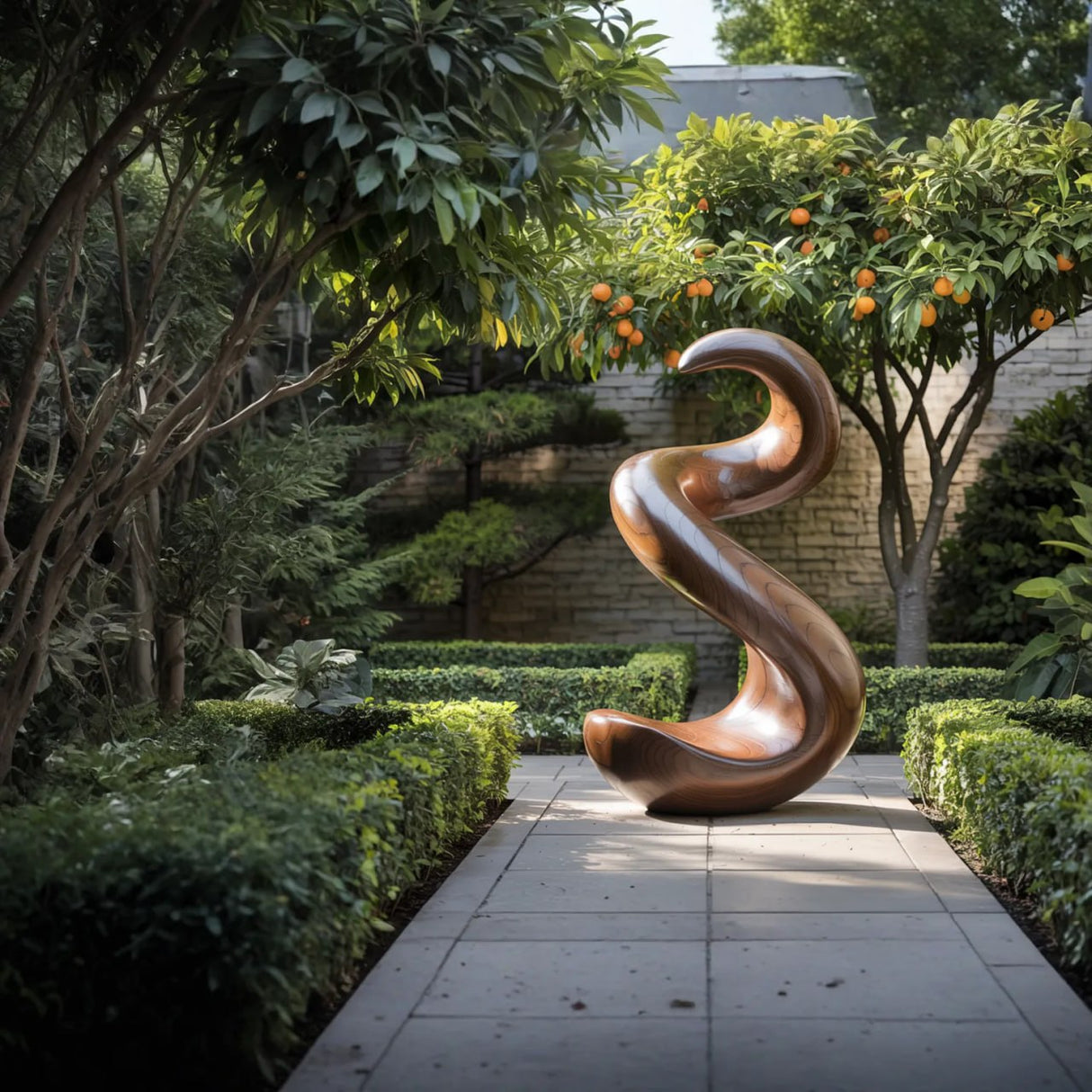 Modern Abstract Solid Wood Sculpture for Indoor and Outdoor Display