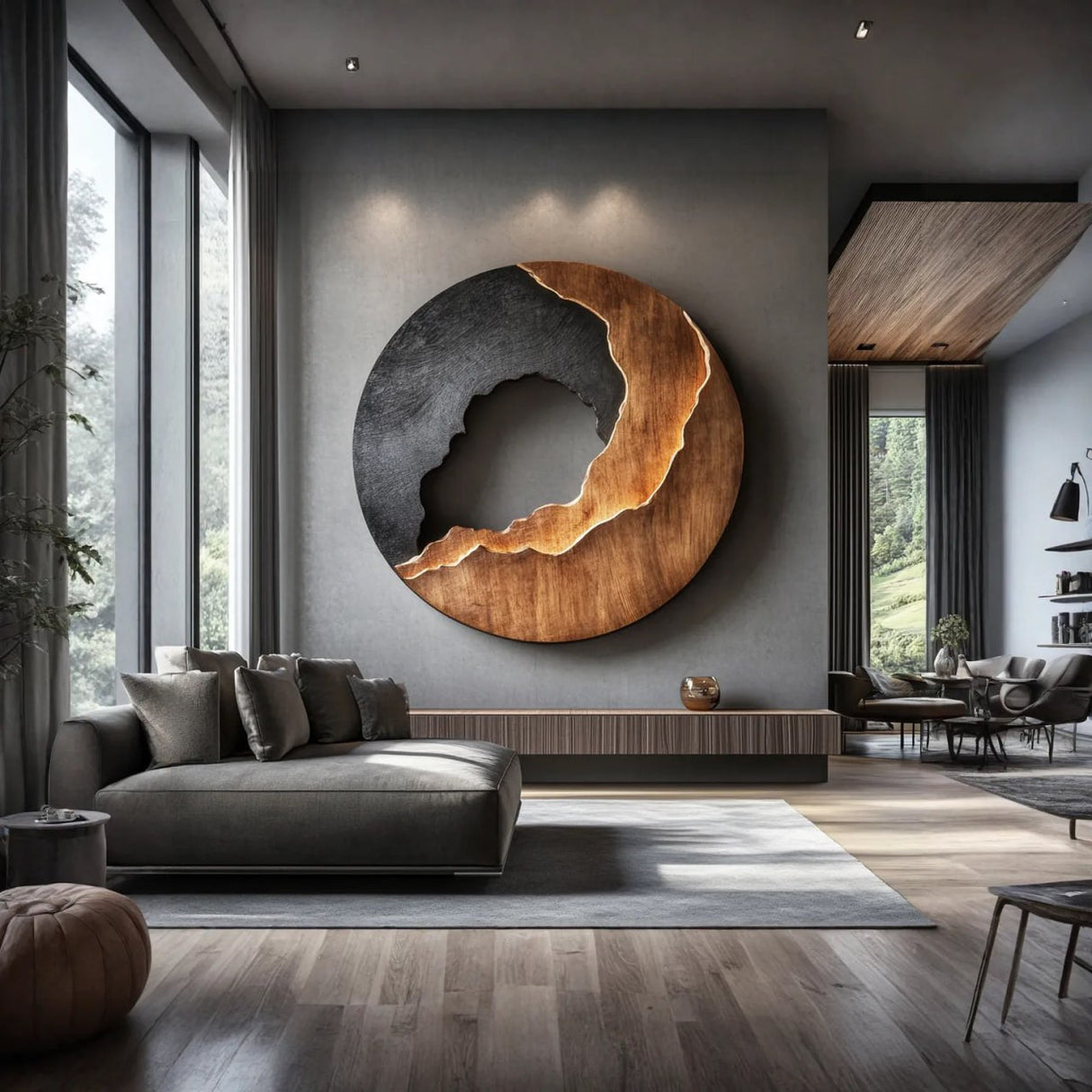 Modern Textured Solid Wood Wall Sculpture for Living Room