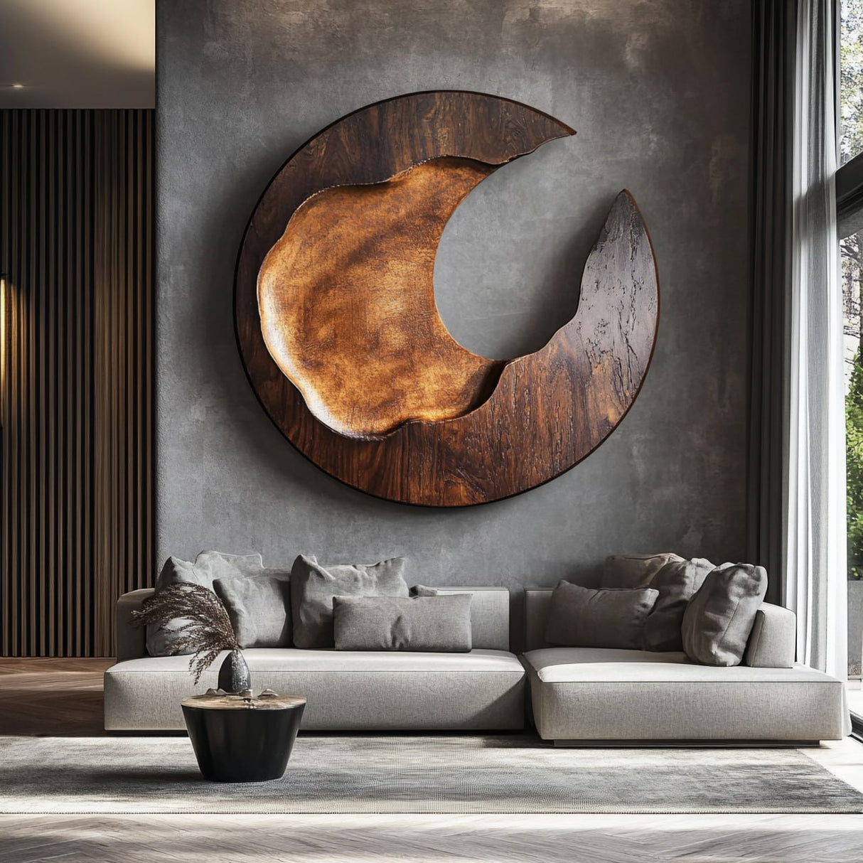 Modern Solid Wood Wall Decor for Living Room Feature Display
