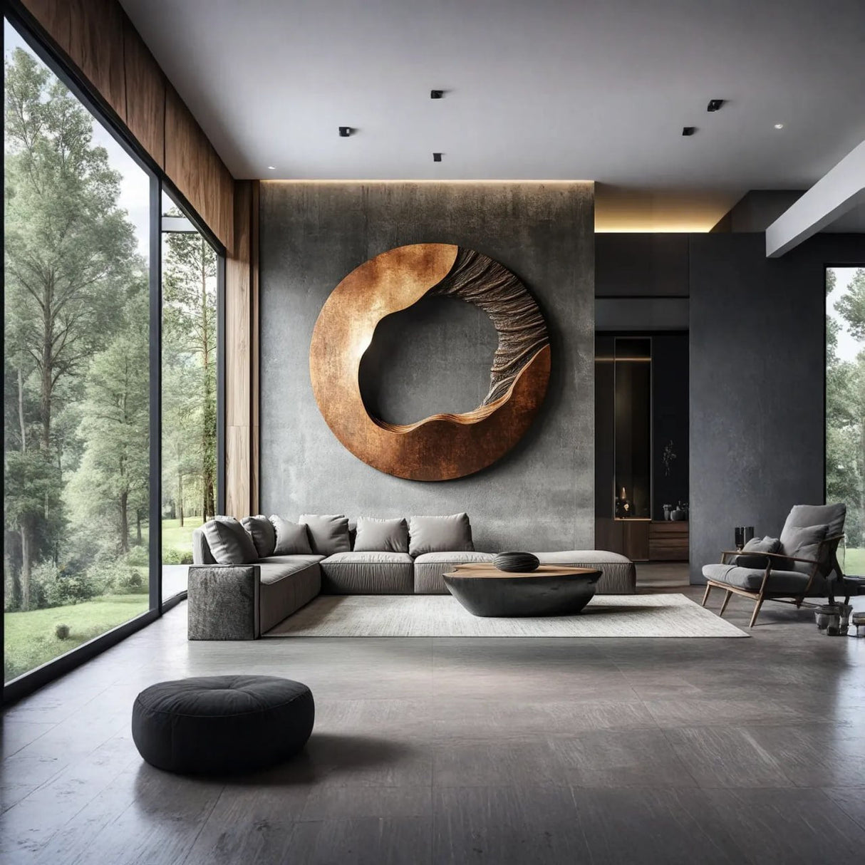 Contemporary Round Solid Wood Wall Art for Living Room Decor
