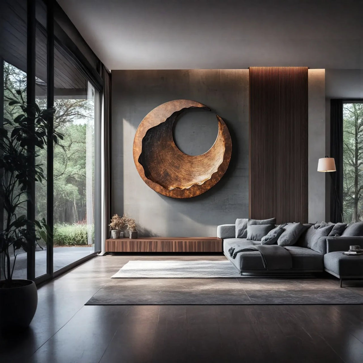 Large Solid Wood Carved Wall Art for Living Room Display