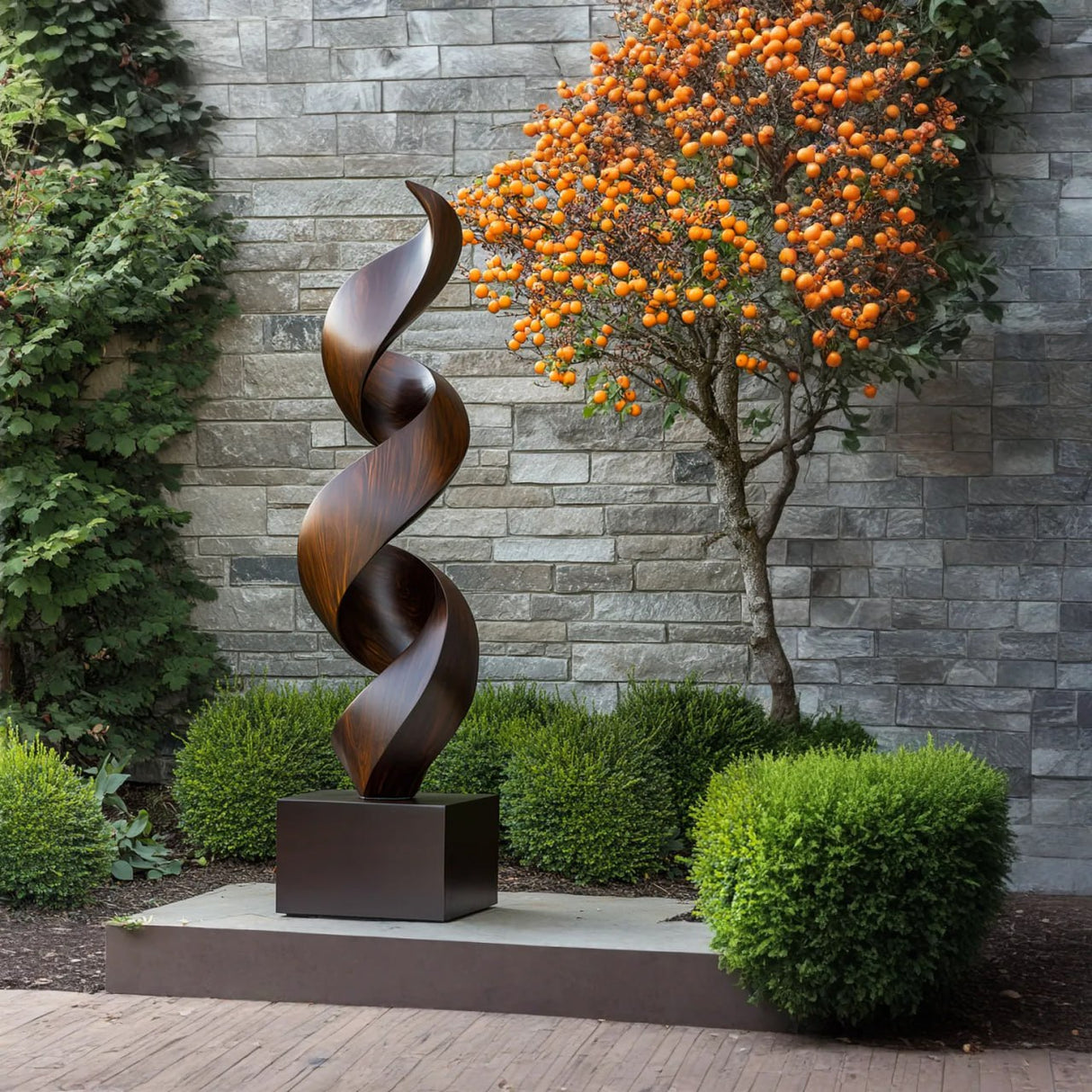 Contemporary Solid Wood Spiral Sculpture for Garden and Landscape Design
