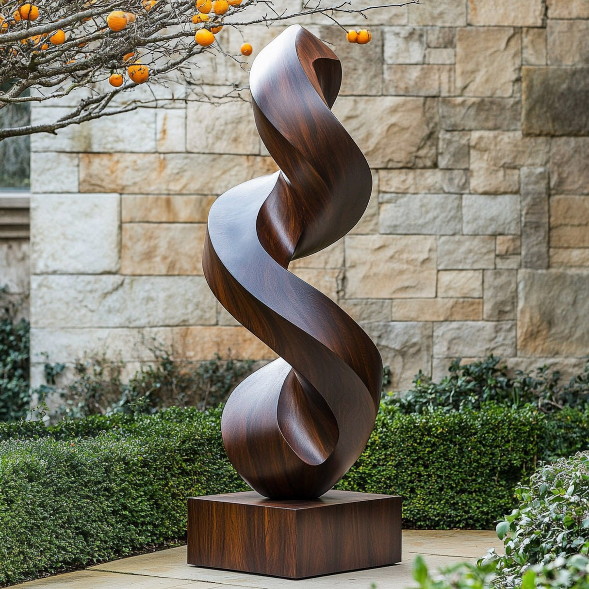 Contemporary Curved Solid Wood Garden Sculpture