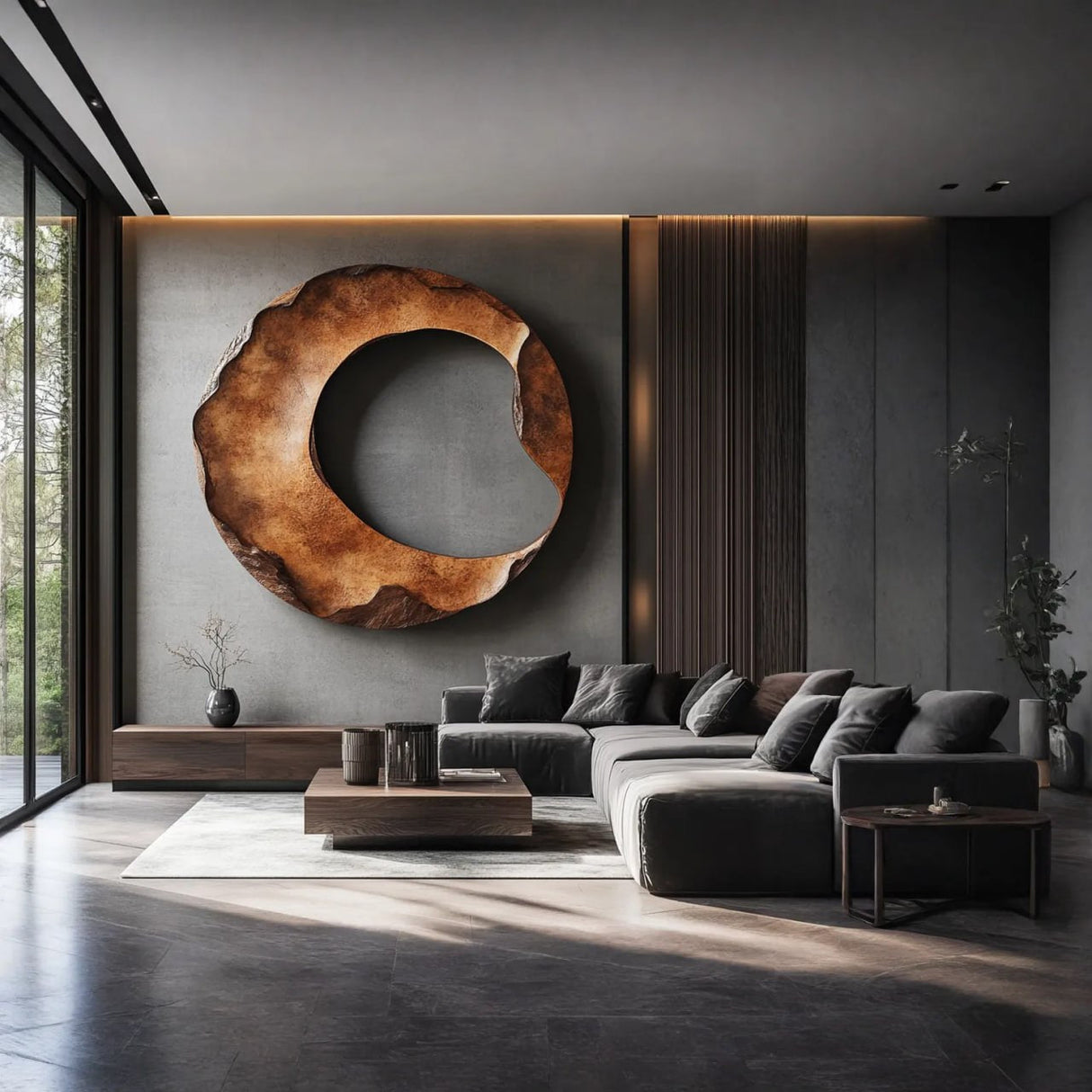 Solid Wood Wall Art Sculpture for Modern Living Room