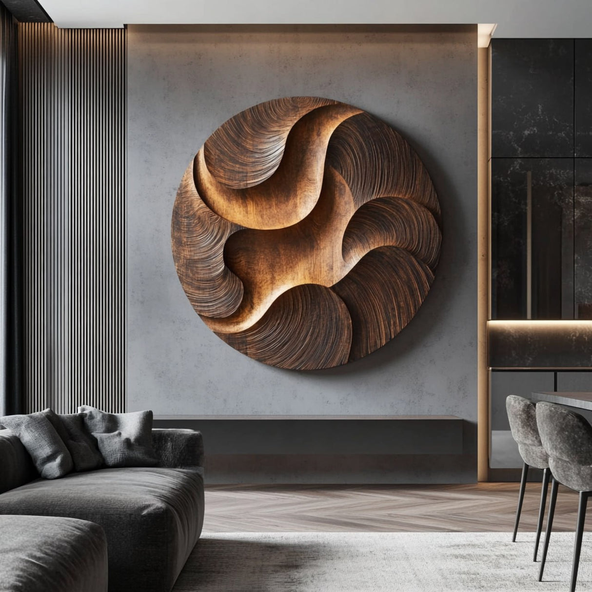 Modern Layered Solid Wood Wall Sculpture for Living Room Interiors