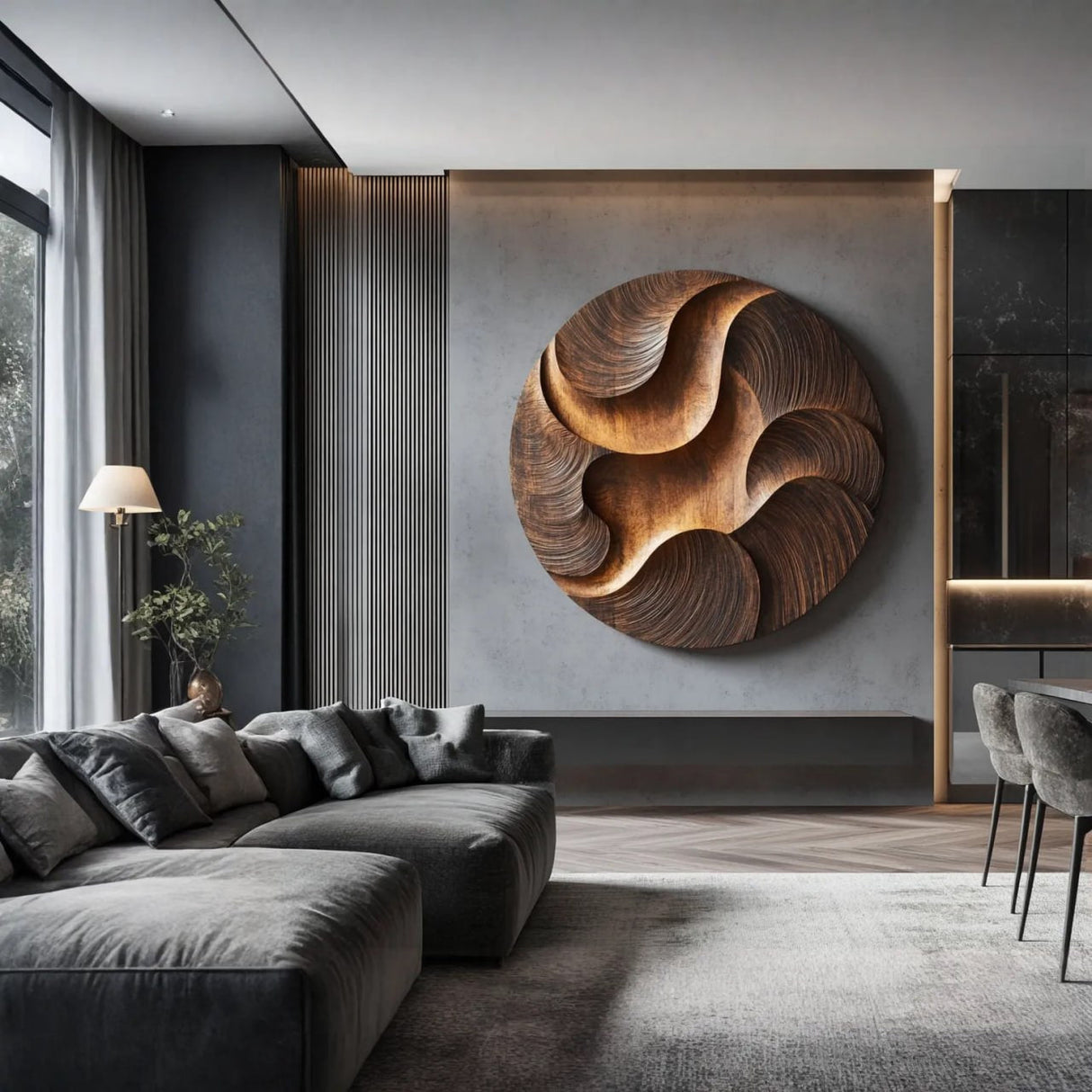 Modern Layered Solid Wood Wall Sculpture for Living Room Interiors