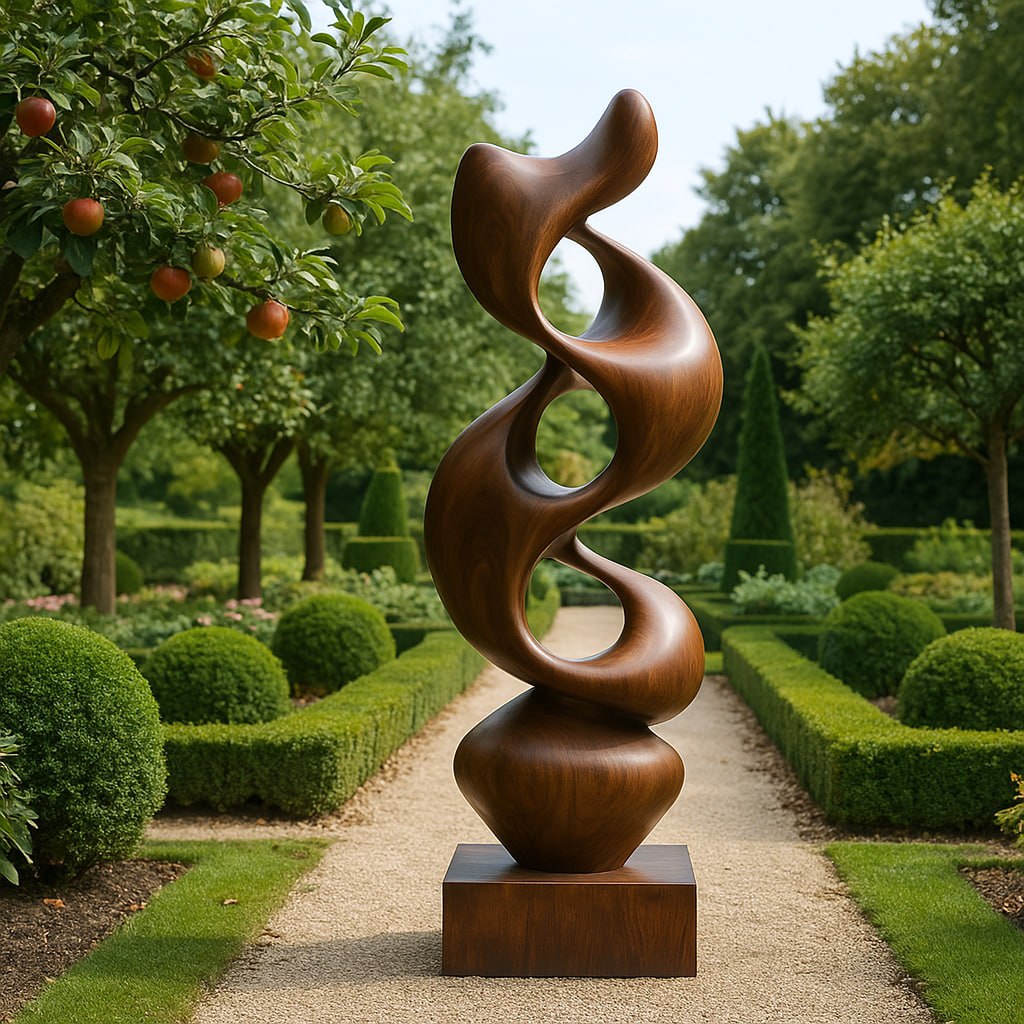 Sculpted Solid Wood Abstract Form for Garden and Interior Spaces