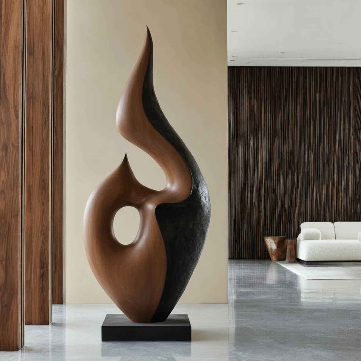 Contemporary Organic Solid Wood Sculpture for Modern Interiors