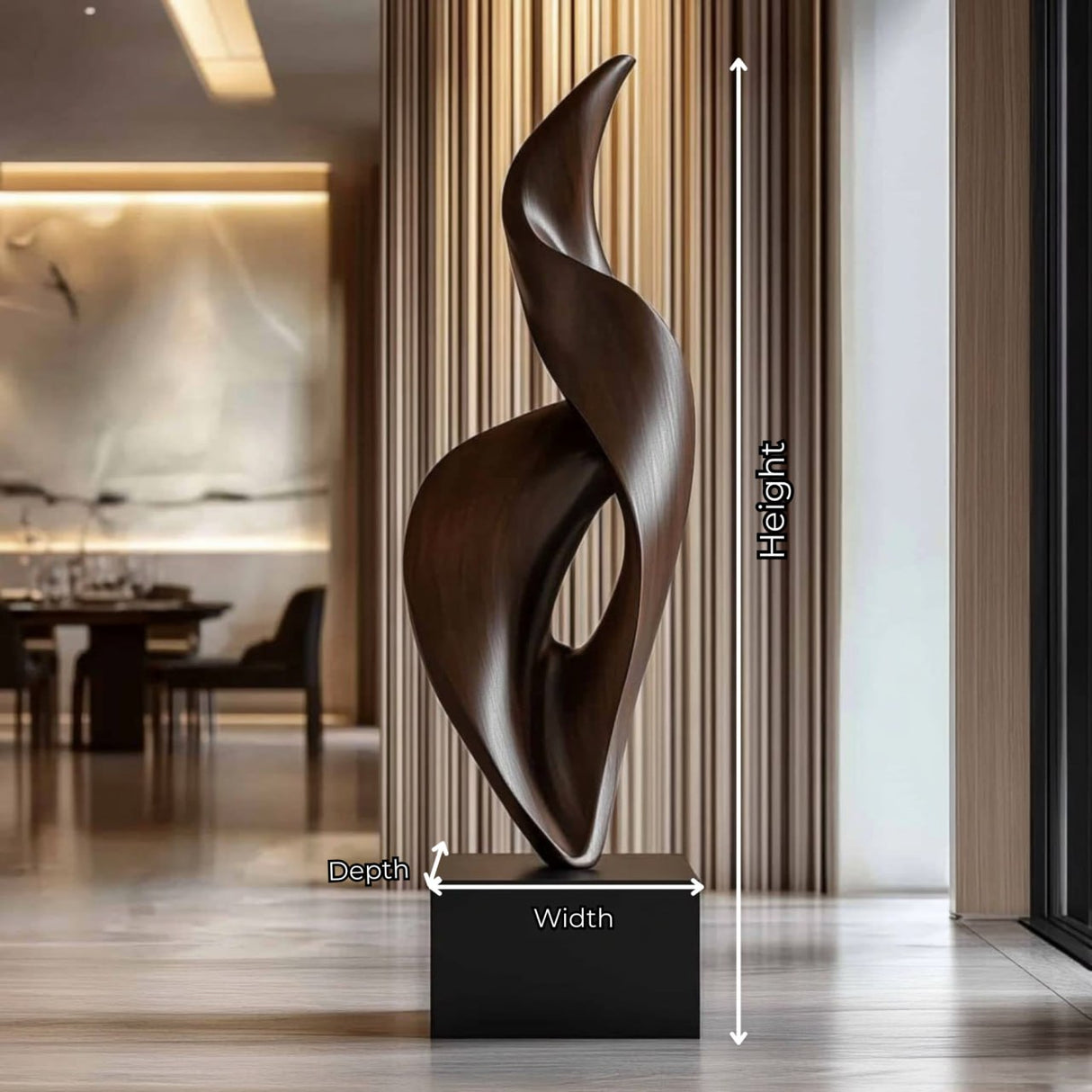 Contemporary Abstract Solid Wood Sculpture for Modern Living Room Display