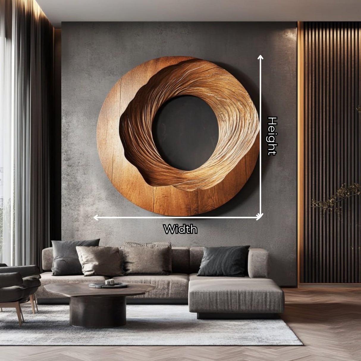 Abstract Solid Wood Spiral Wall Sculpture for Luxury Living Room Accents