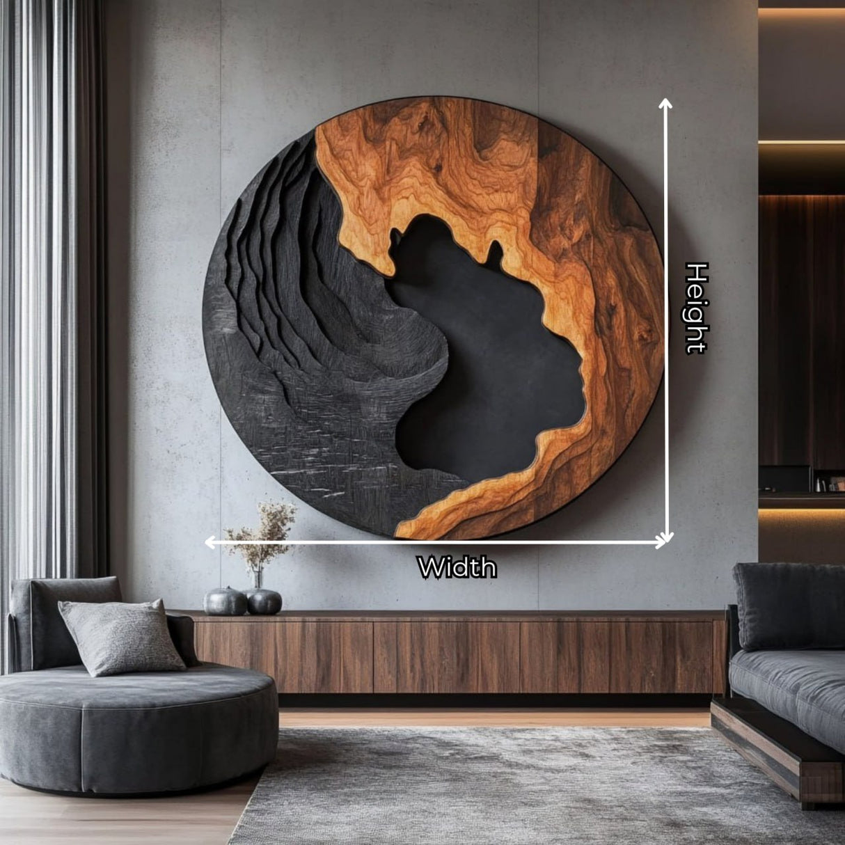 Large Abstract Solid Wood Wall Art Sculpture for Living Room