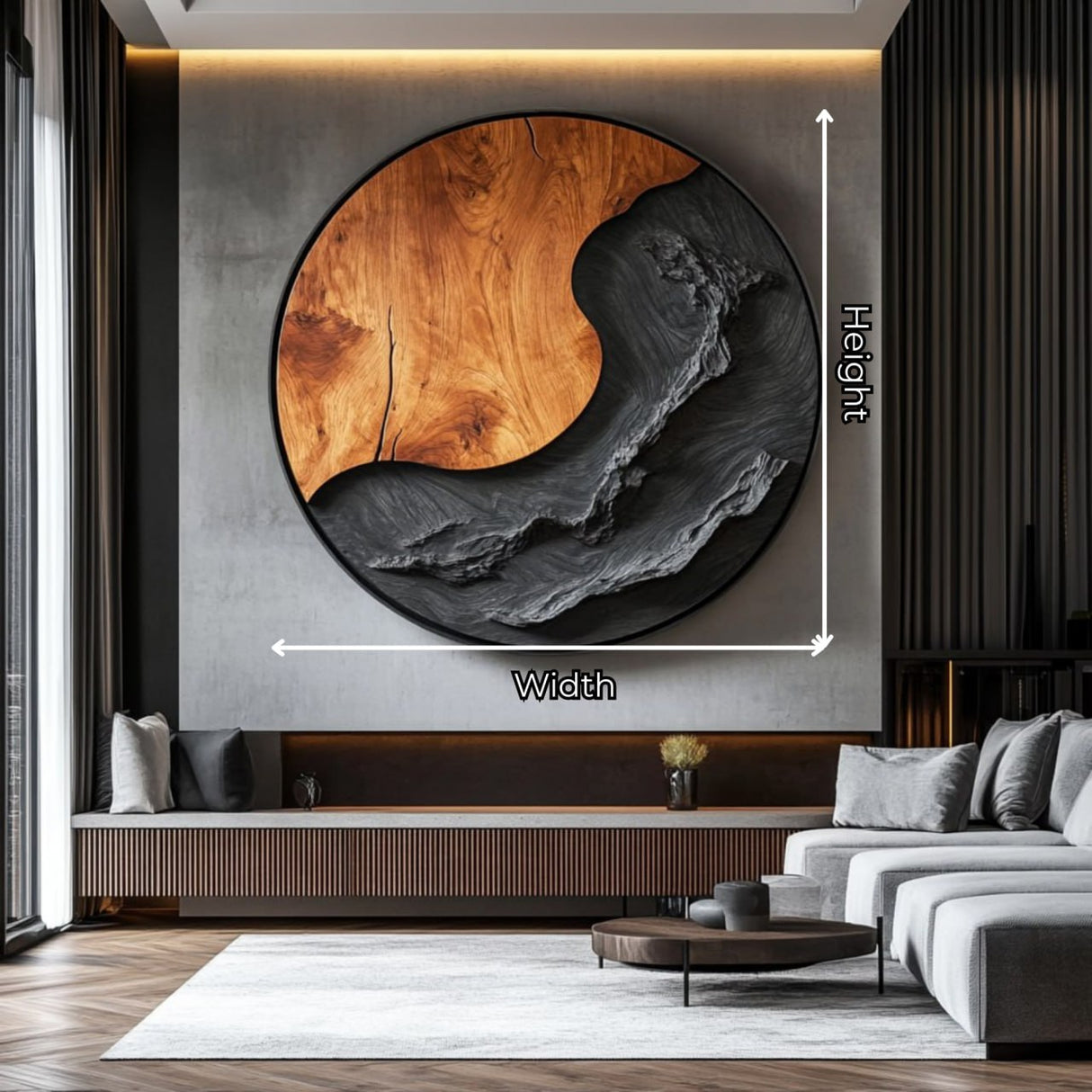 Contemporary Wave Solid Wood Wall Art Sculpture for Living Room