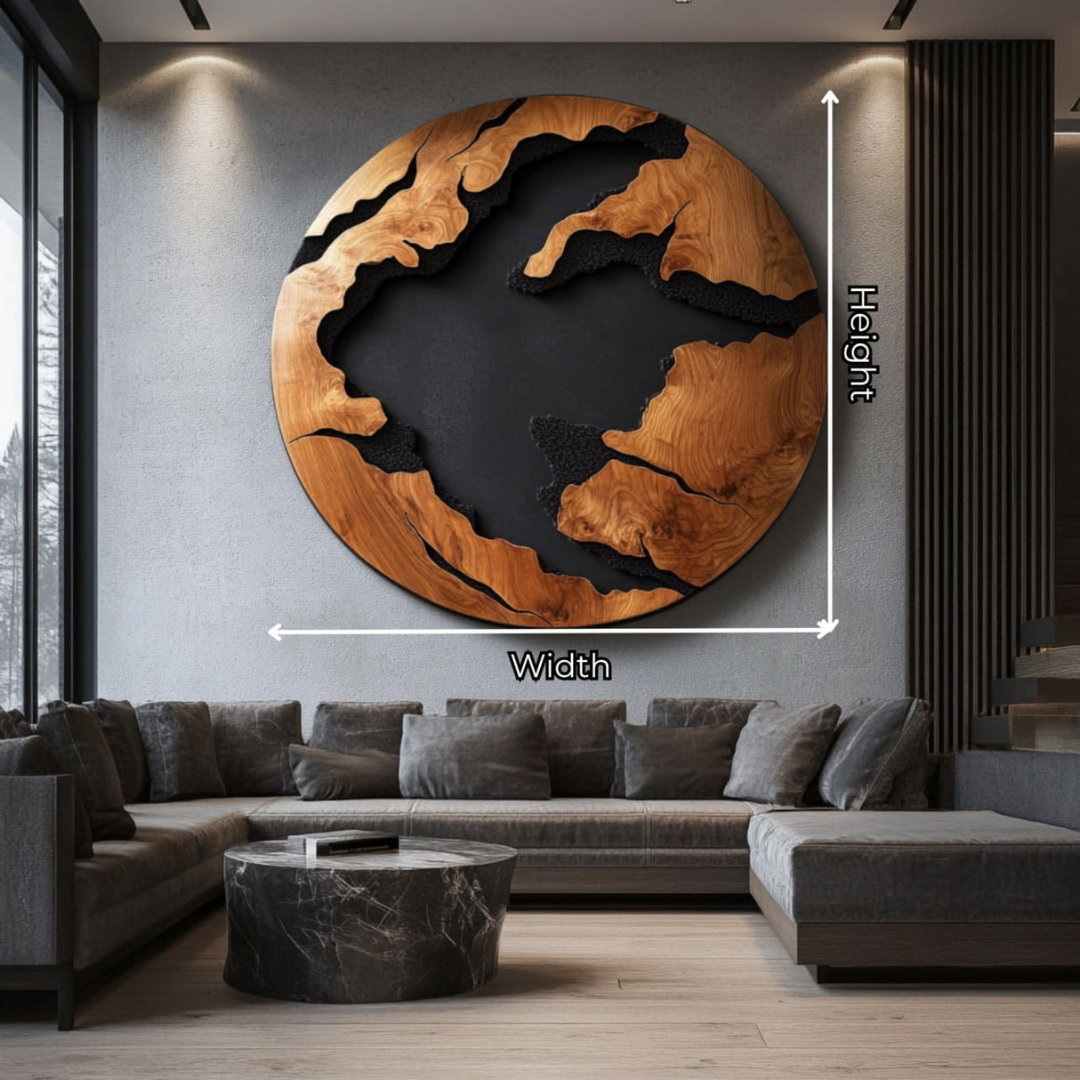 Organic Abstract Solid Wood Wall Sculpture for Living Room Interior Decor