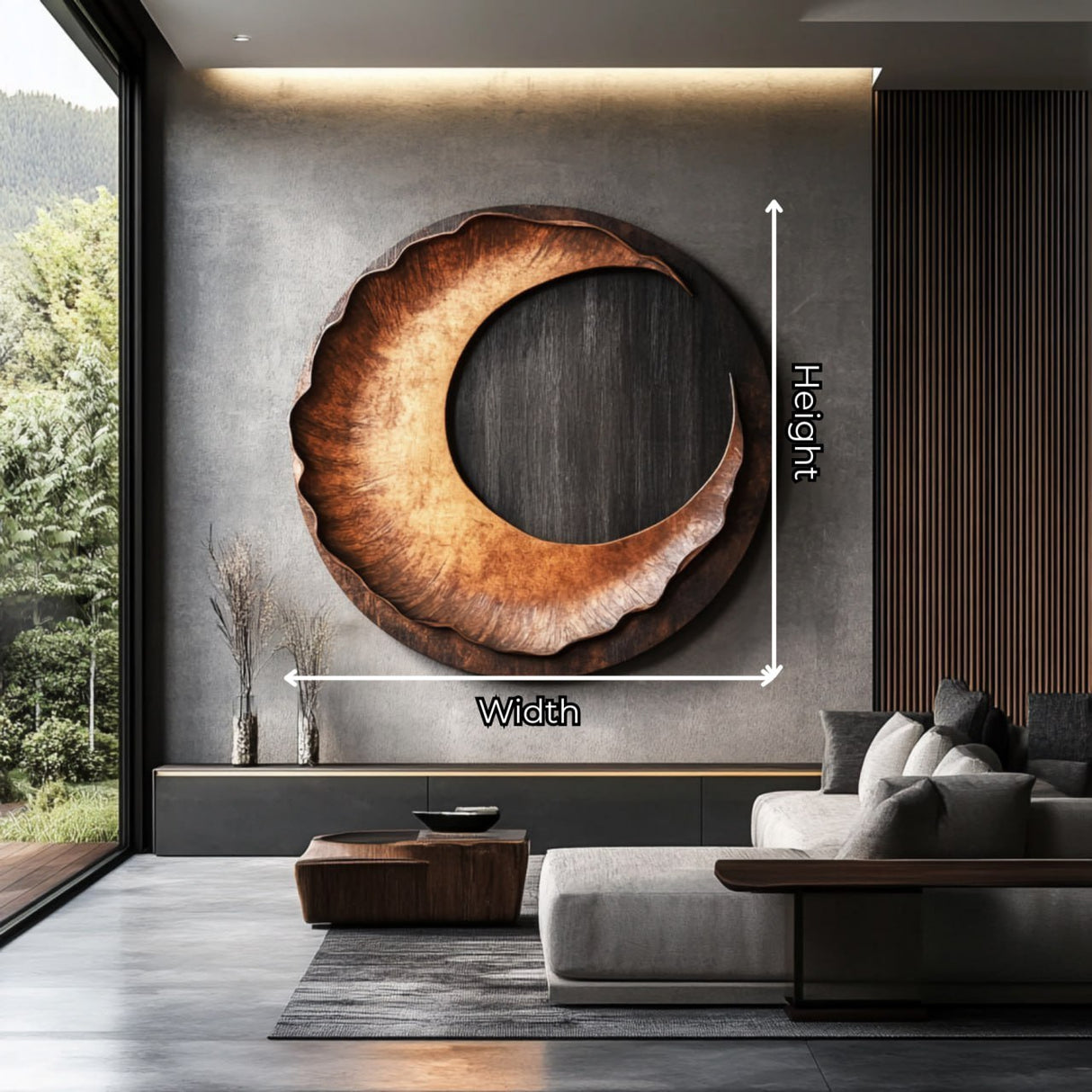 Contemporary Solid Wood Round Wood Wall Art for Modern Living Rooms