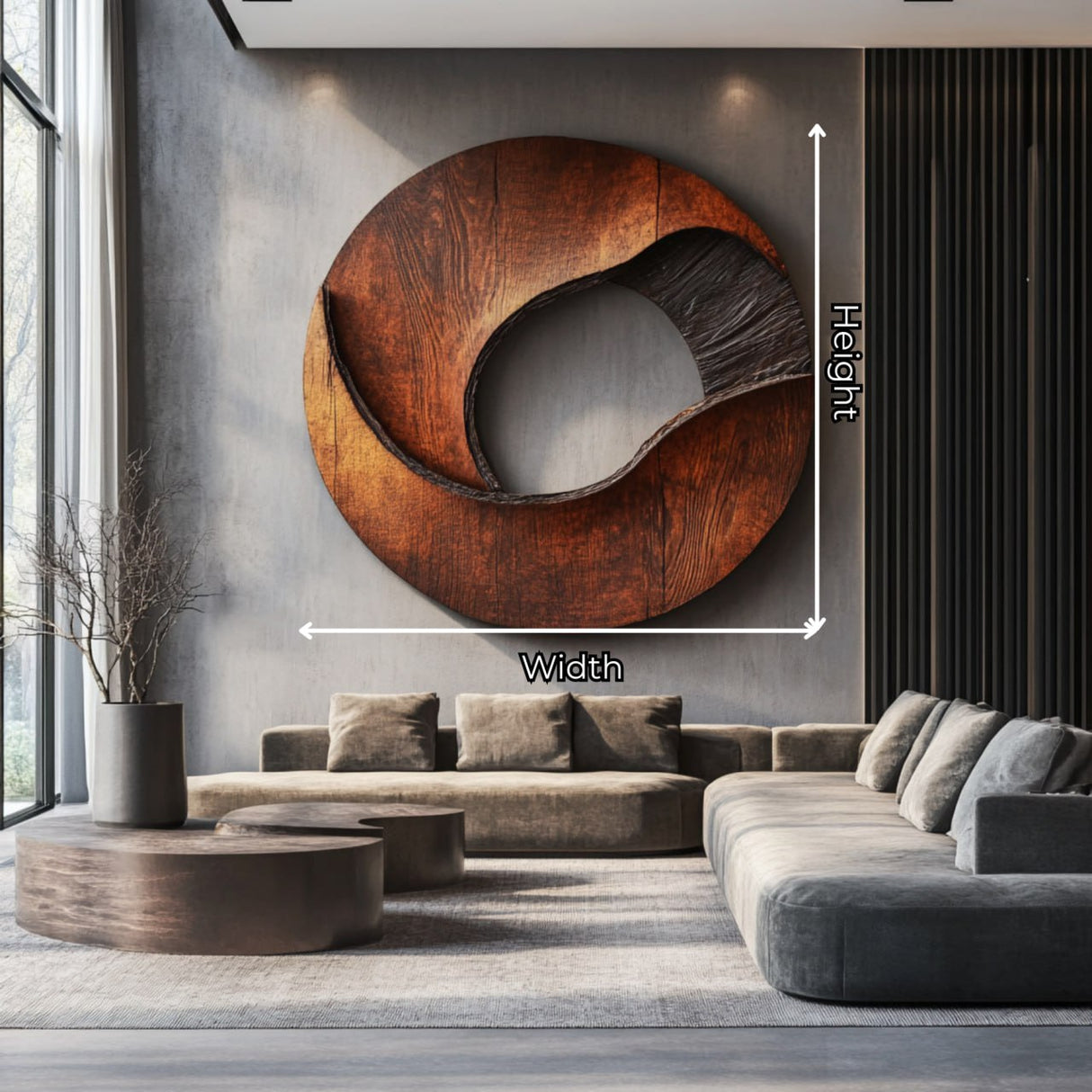 Modern Solid Wood Circular Wood Wall Art for Living Room
