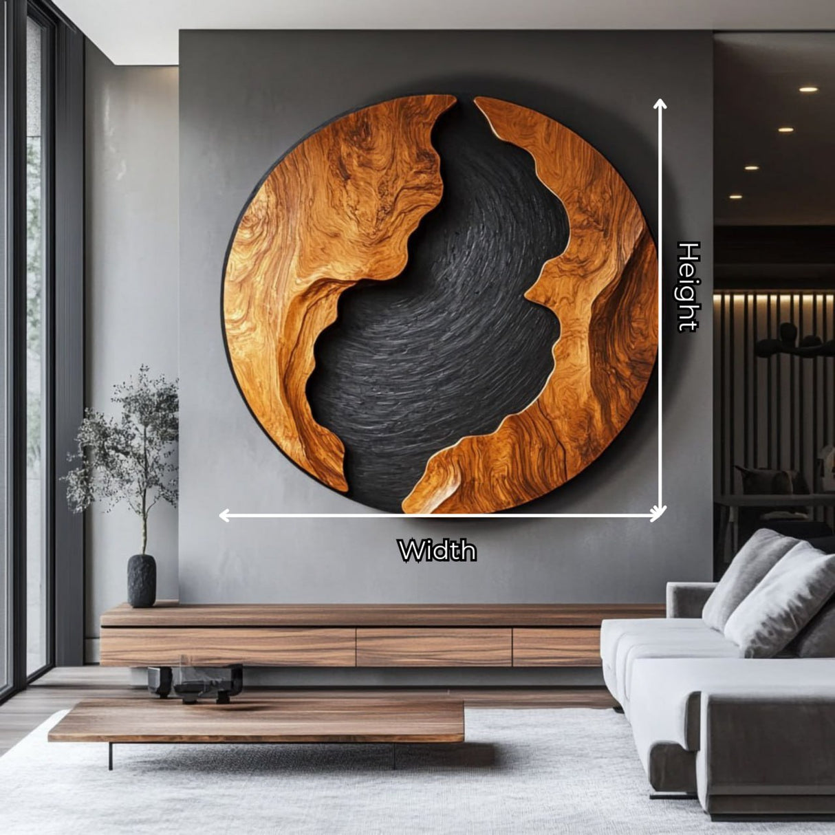 Hand Carved Solid Wood Wall Sculpture with Organic Contours for Living Spaces