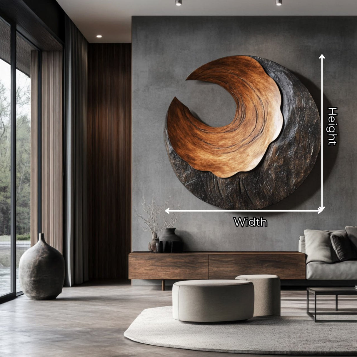 Modern Organic Solid Wood Wall Art for Living Room Interiors