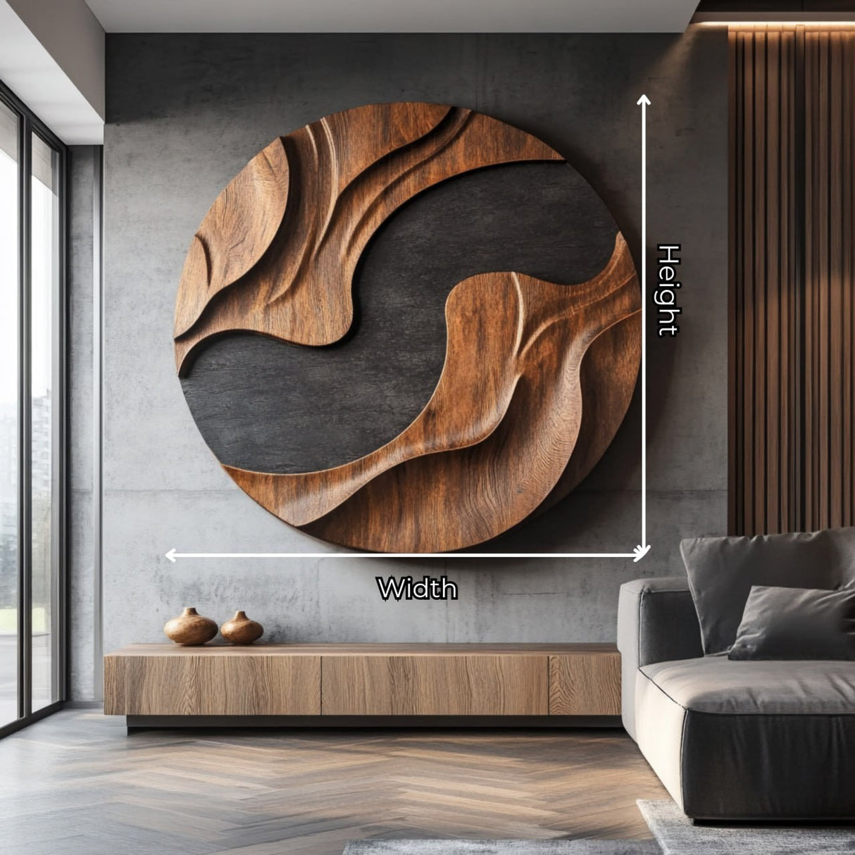 Modern Curved Solid Wood Wall Sculpture for Interior Design