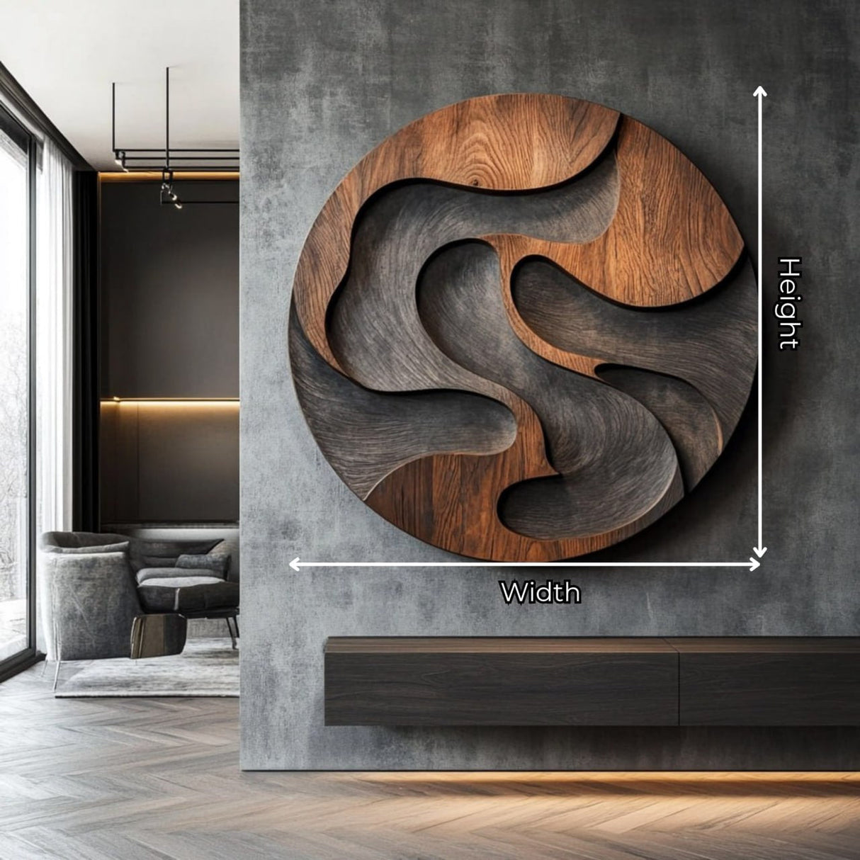 Wall Sculpture Solid Wood Round Panel for Modern Interior Decor
