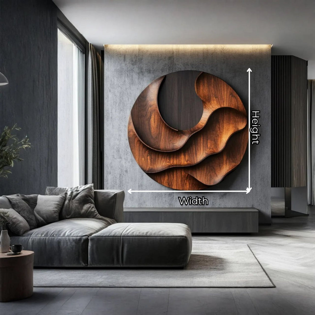 Contemporary Round Solid Wood Wall Sculpture for Living Room Decor
