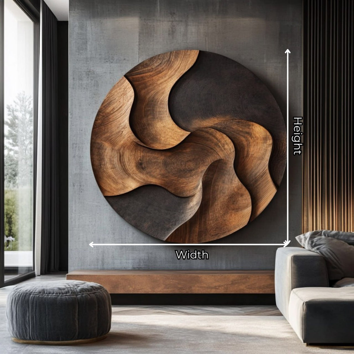 Hand-Carved Solid Wood Wall Art with Organic Layered Design