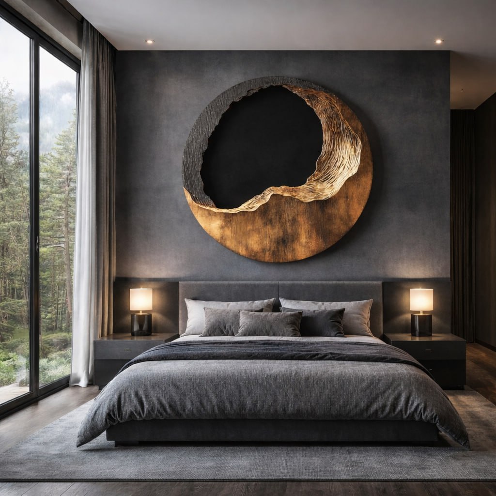 Contemporary Textured Solid Wood Wall Art Sculpture for Living Room